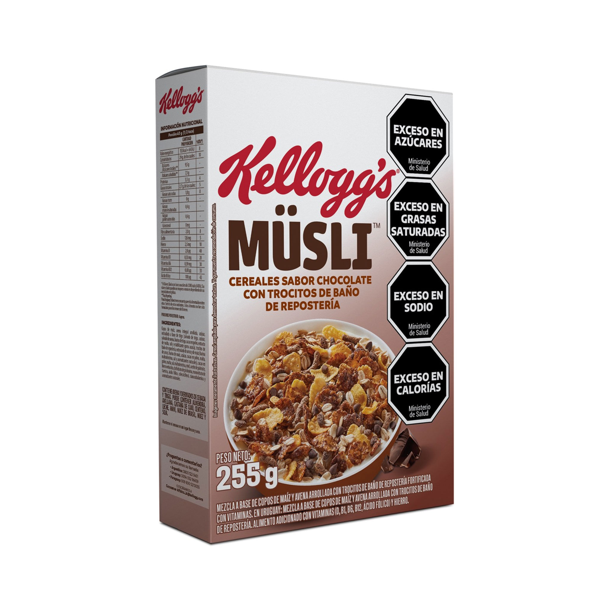 Cereal de chocolate Kellogs Muesli 255 g.