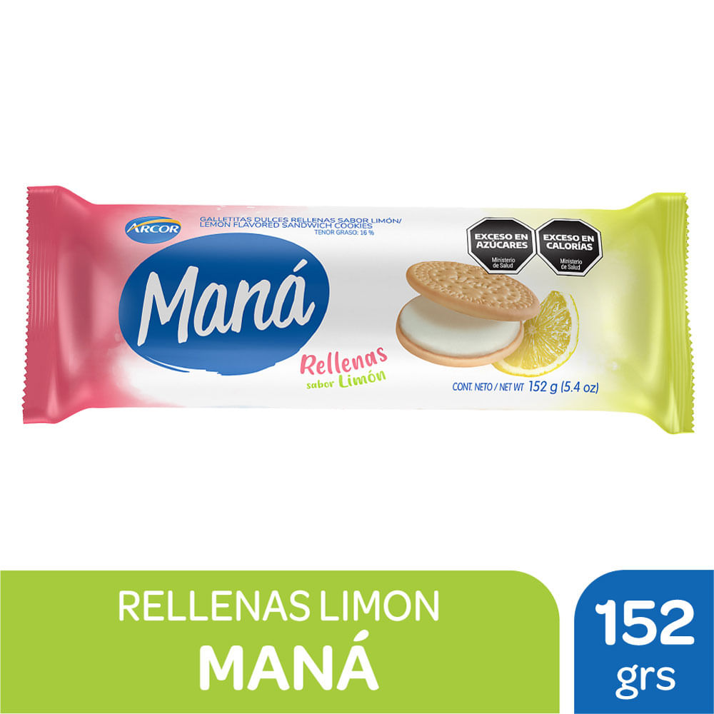 Galletitas Rellenas De Limon Mana 152 Gr