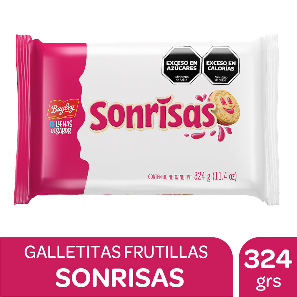 Galletitas Rellenas Frambuesa Tripack Sonrisas 324 Gr
