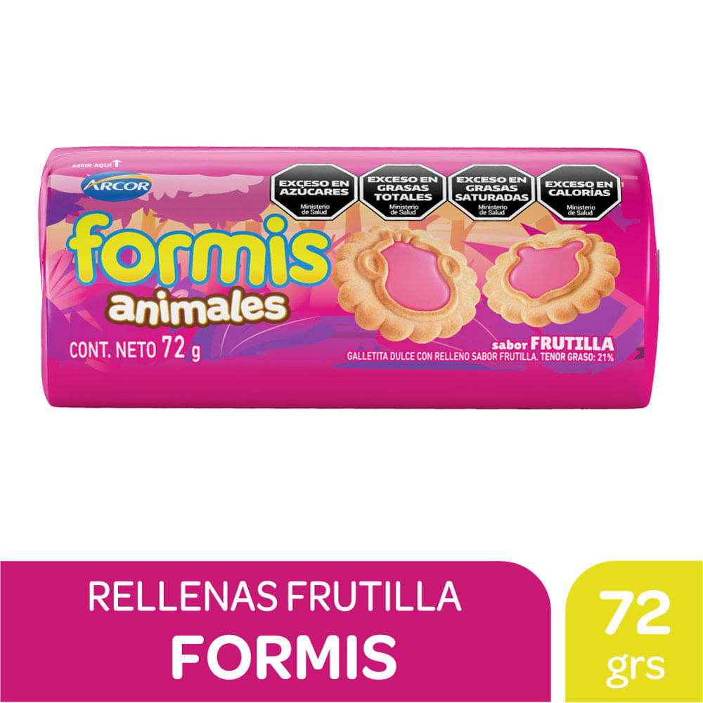 Galletitas Formis vainilla rellenas frutilla 72 g.