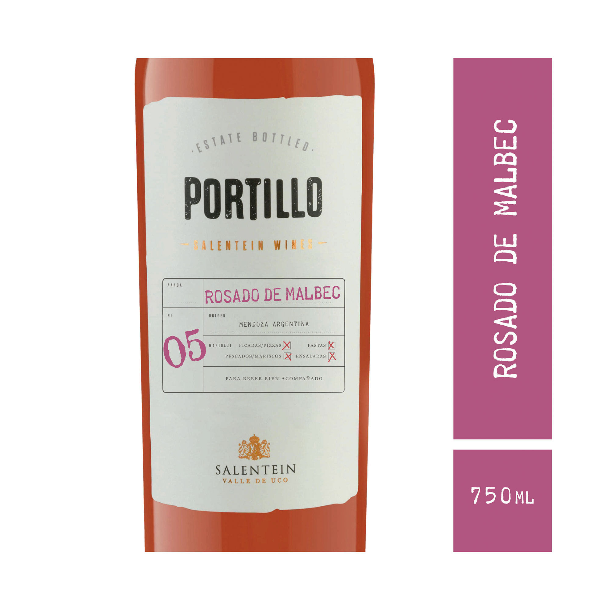 Vino rosado Malbec Portillo 750 ml