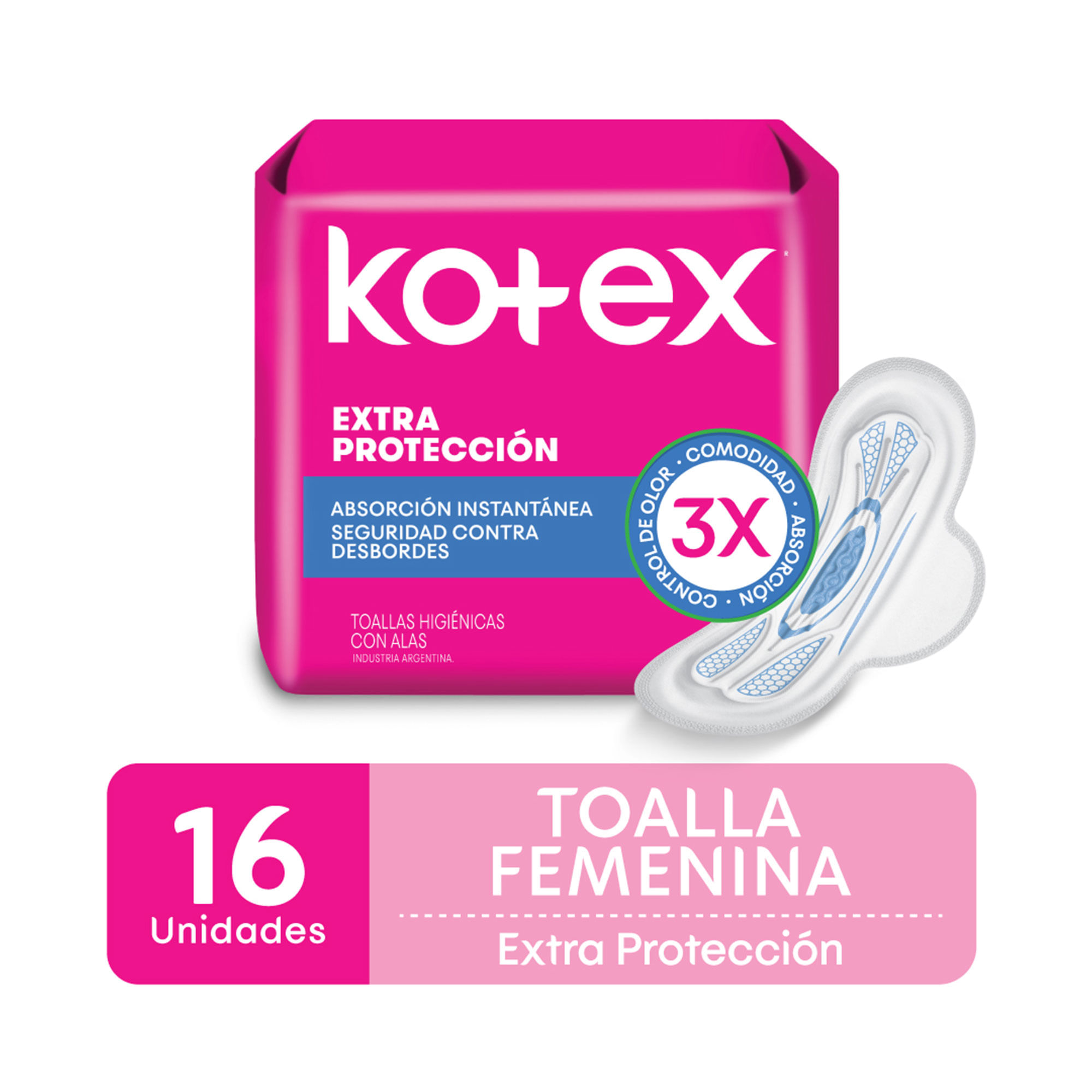 Toallitas Higiénicas Kotex Extra Protección 16un