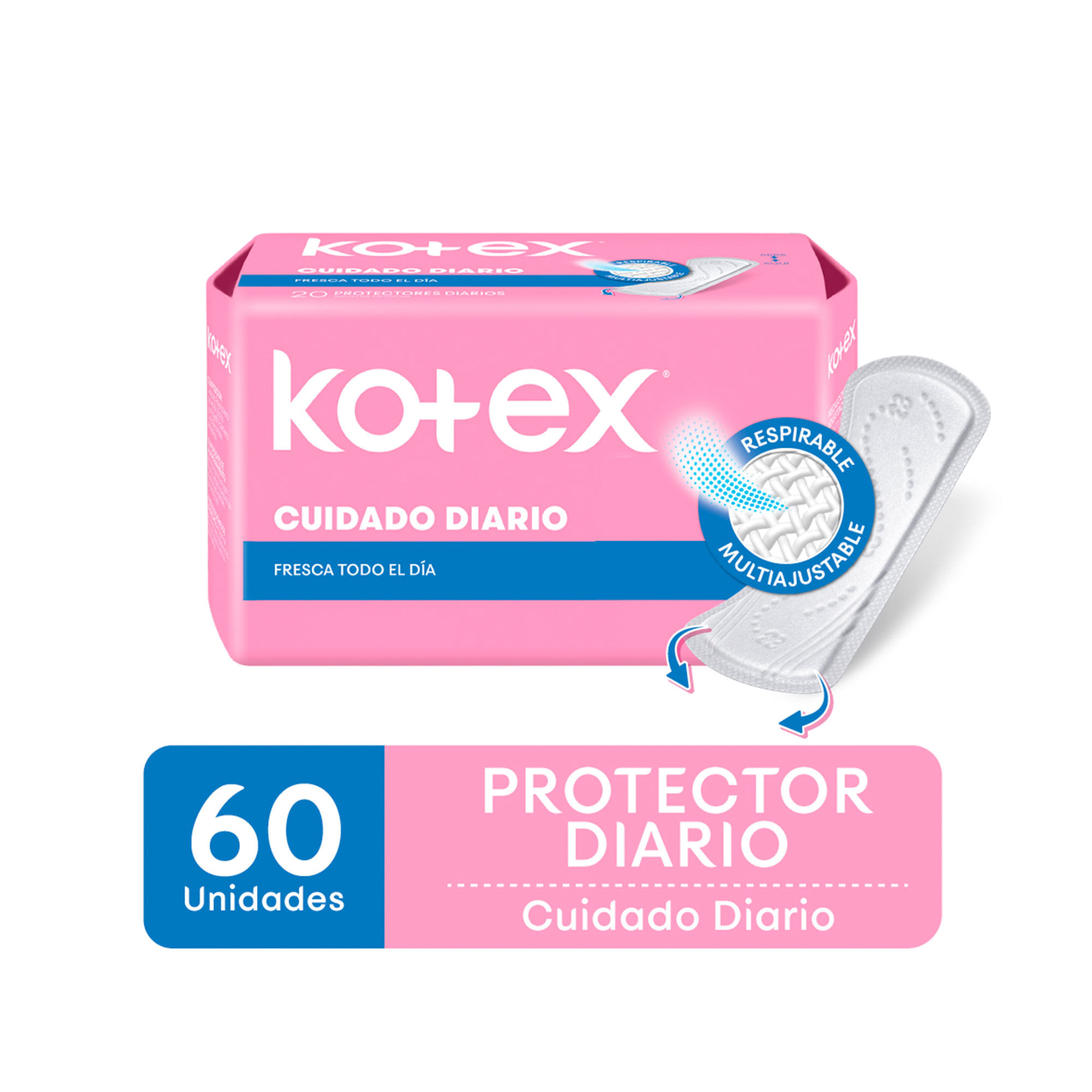 Protector diario Kotex cuidado diario 60 uni