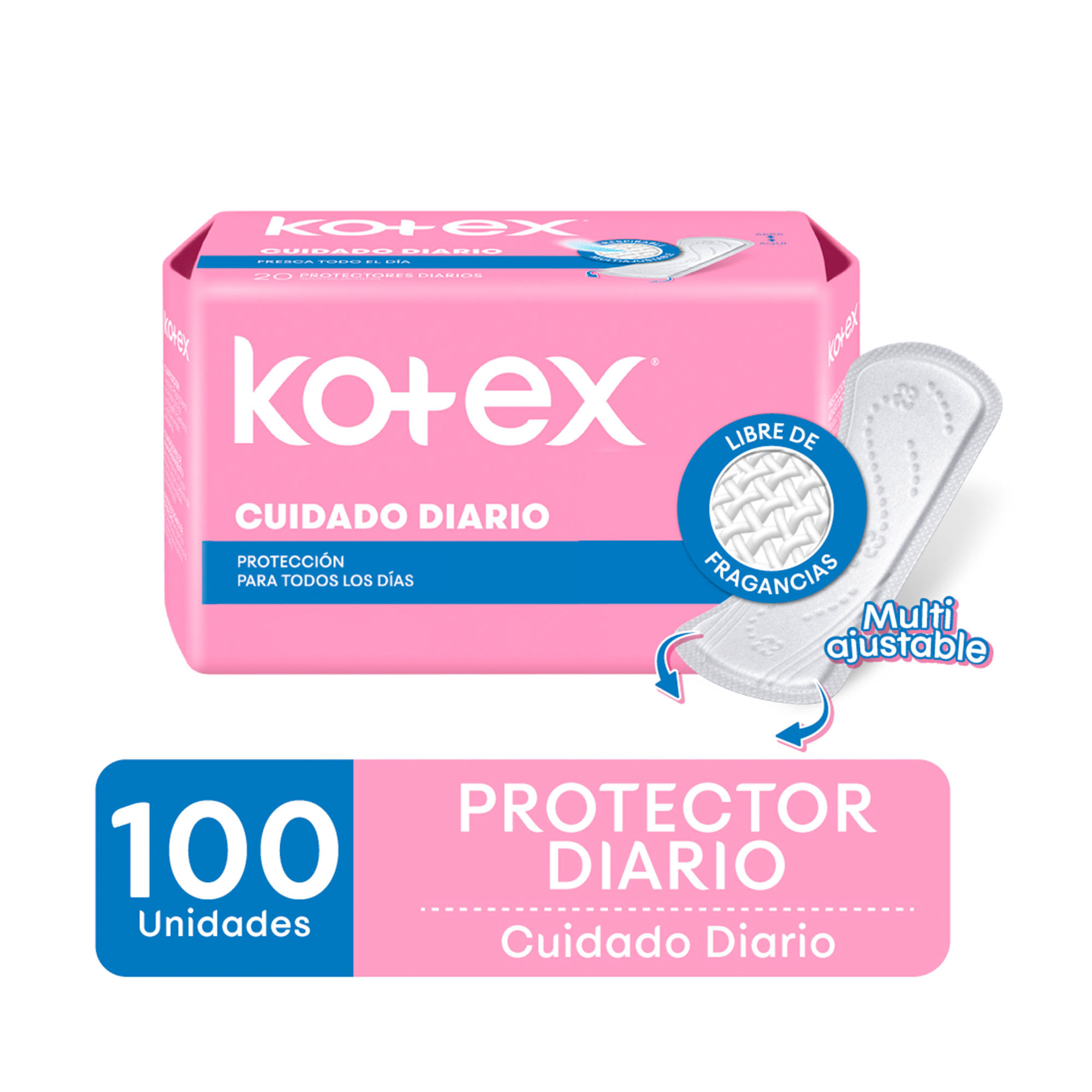 Protector diario Kotex cuidado diario 100 uni