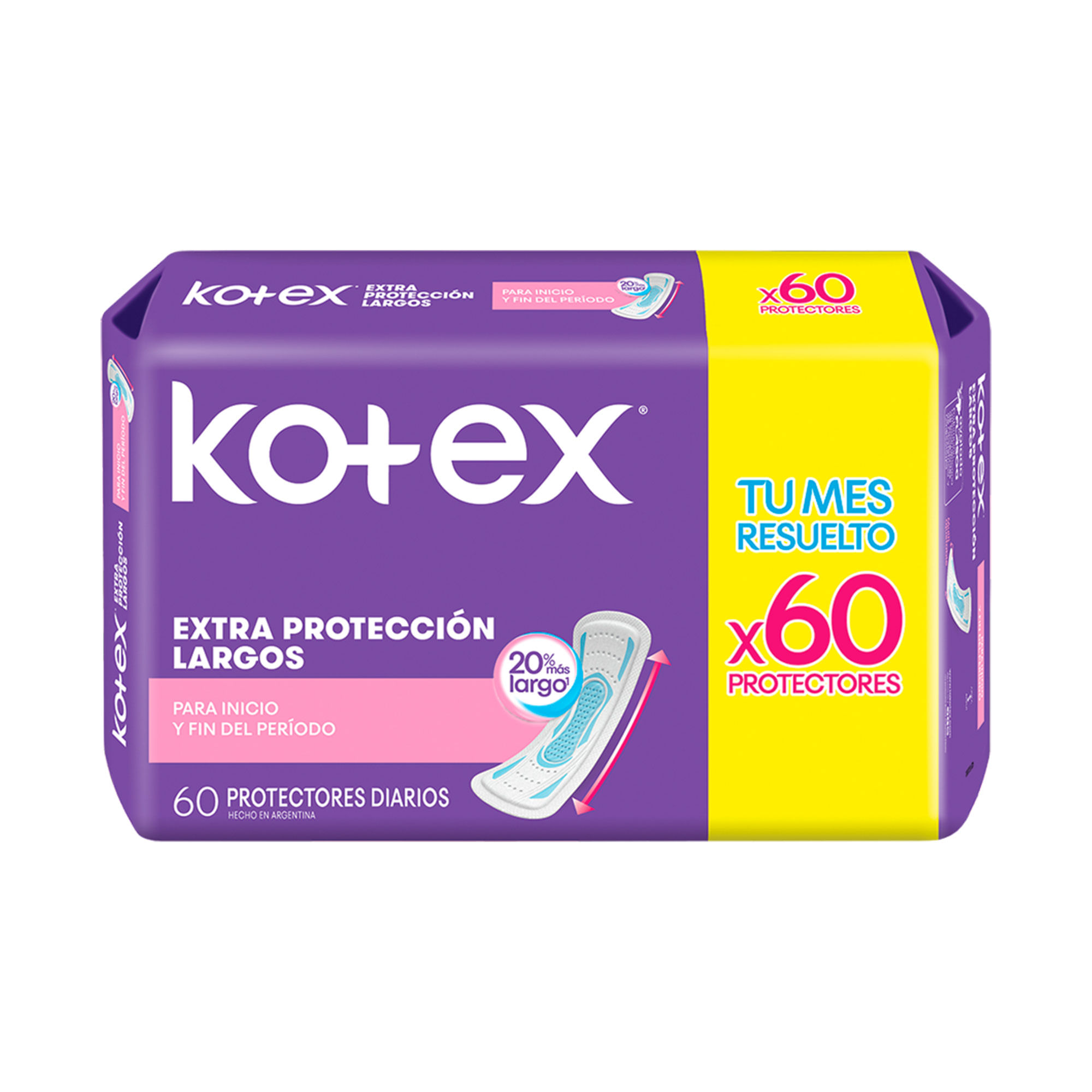 Protector diario Kotex extra protección 60 uni