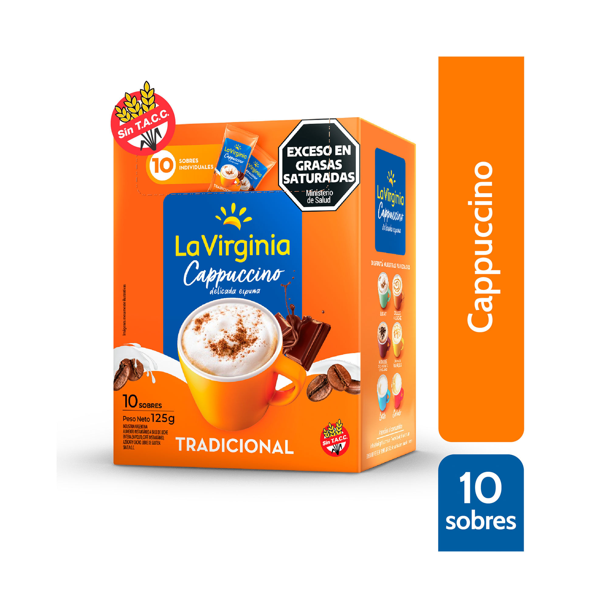Cappuccino La Virginia instantáneo en sobre 12.5 g.