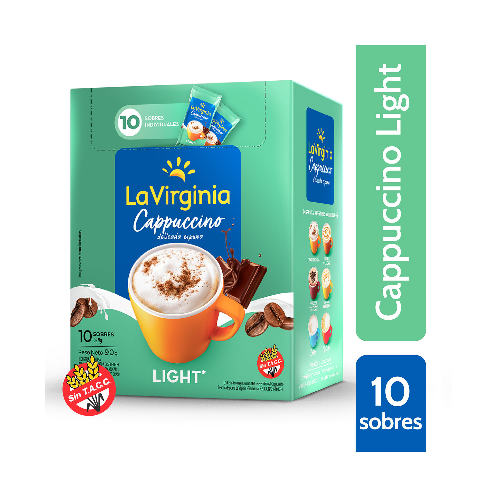 Cappuccino La Virginia instantáneo light en sobre 9 g.
