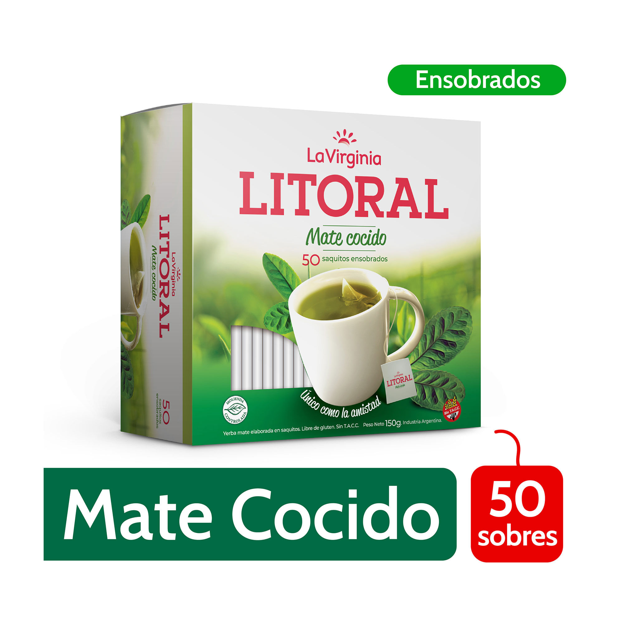 Mate cocido Litoral en saquitos ensobrados x 50 uni