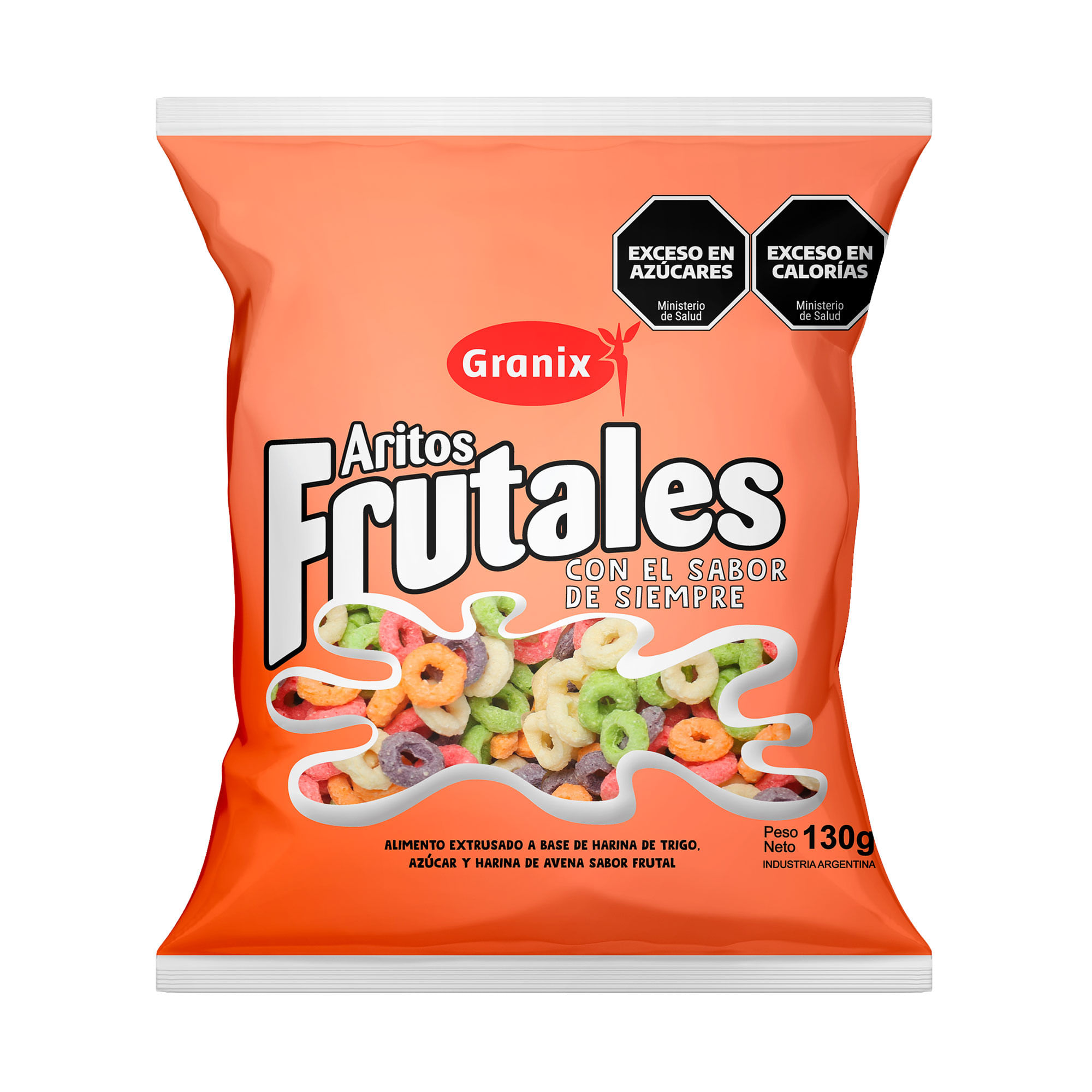 Aritos de cereal frutado Granix bolsa 130 g.