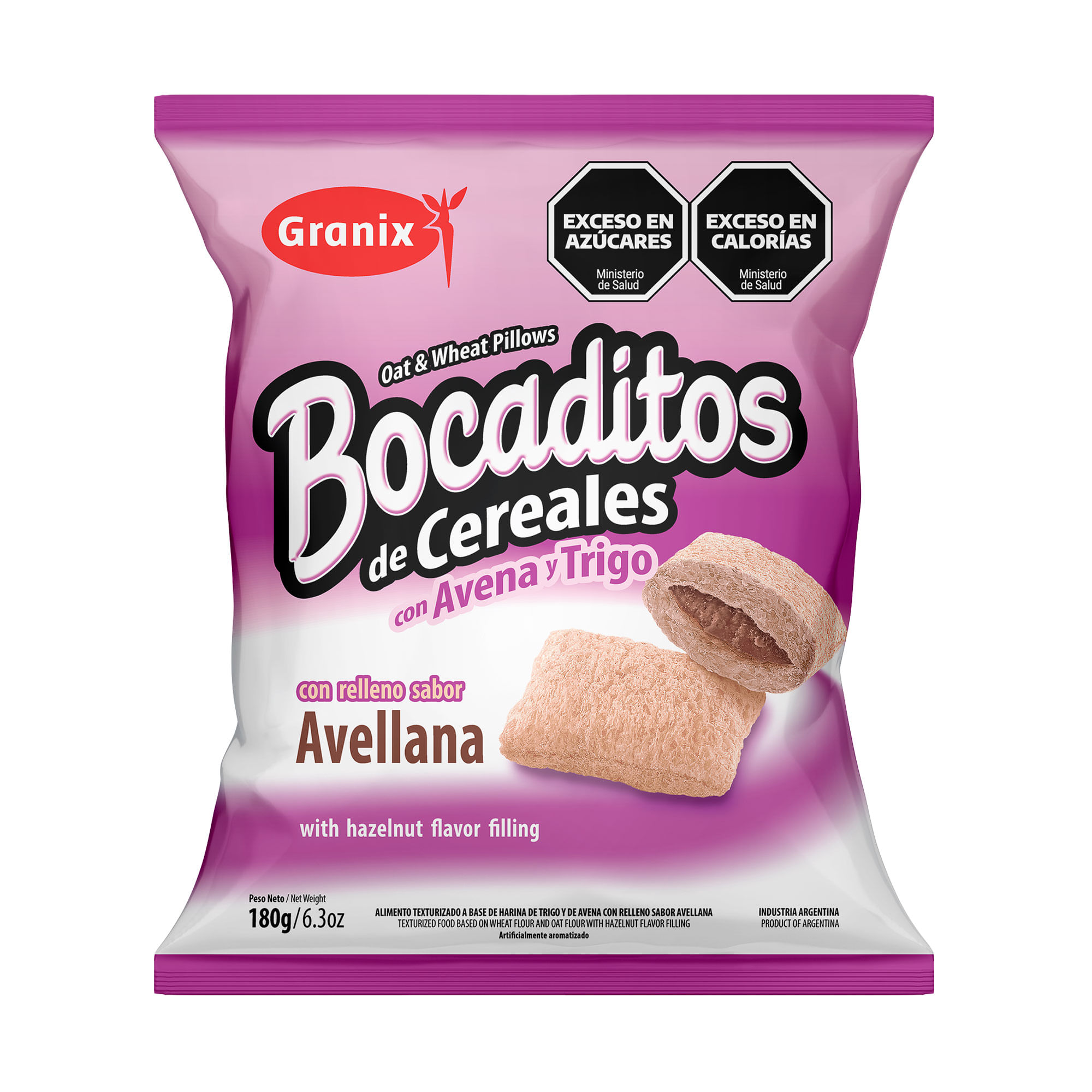 Bocaditos de cereal Granix avena y trigo de avellana 180 g.