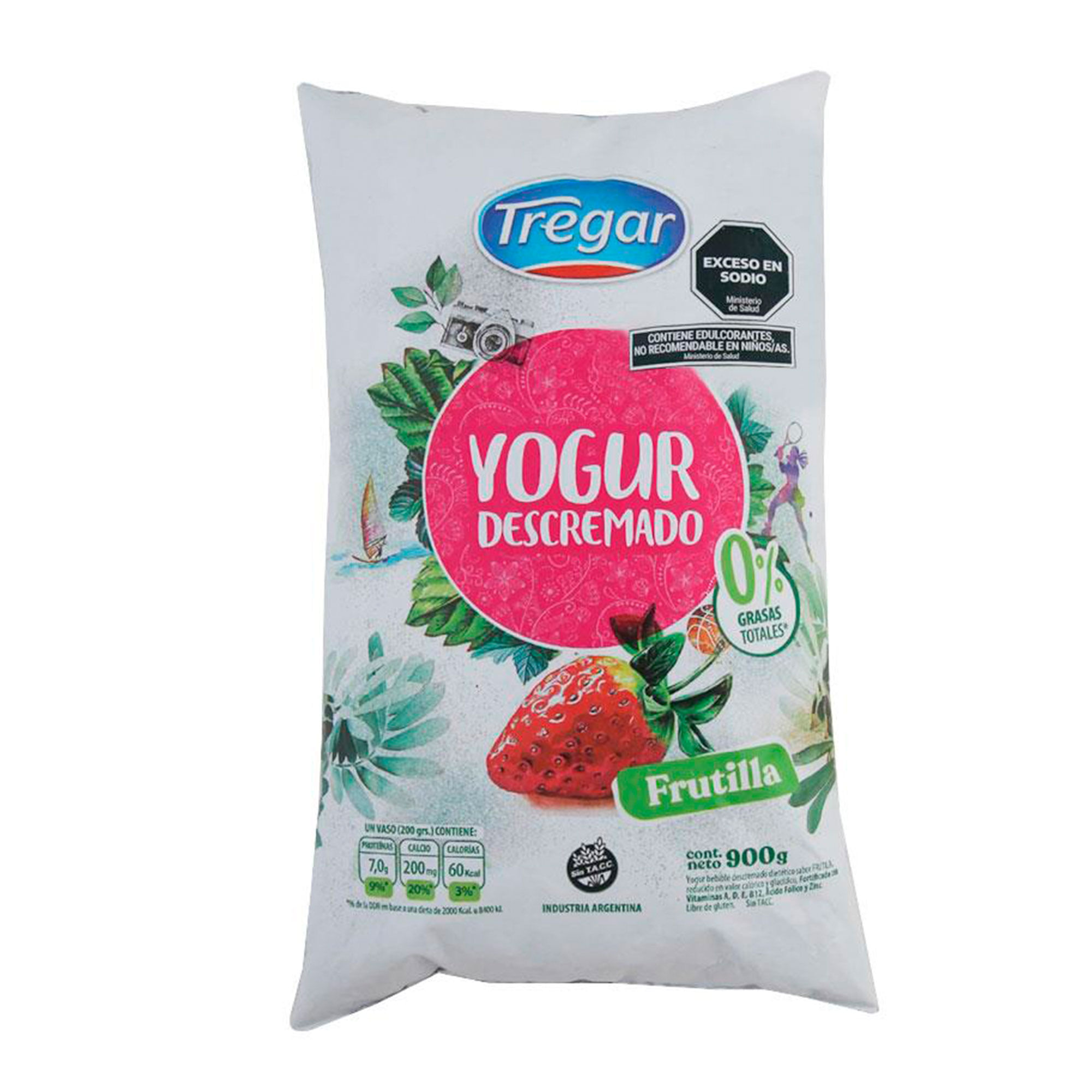 Yogur Bebible Tregar Descremado De Frutilla 900 G