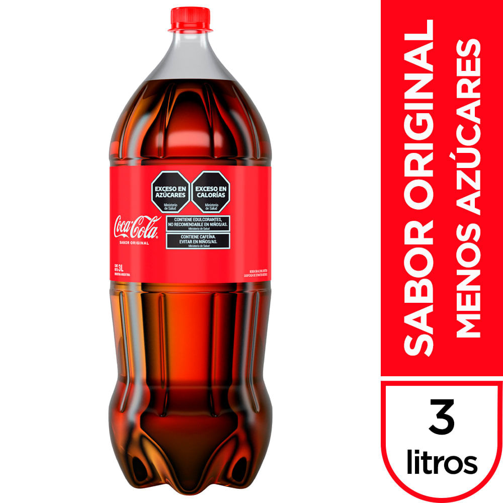 Gaseosa Coca Cola Sabor Original Menos Azúcares 3 L