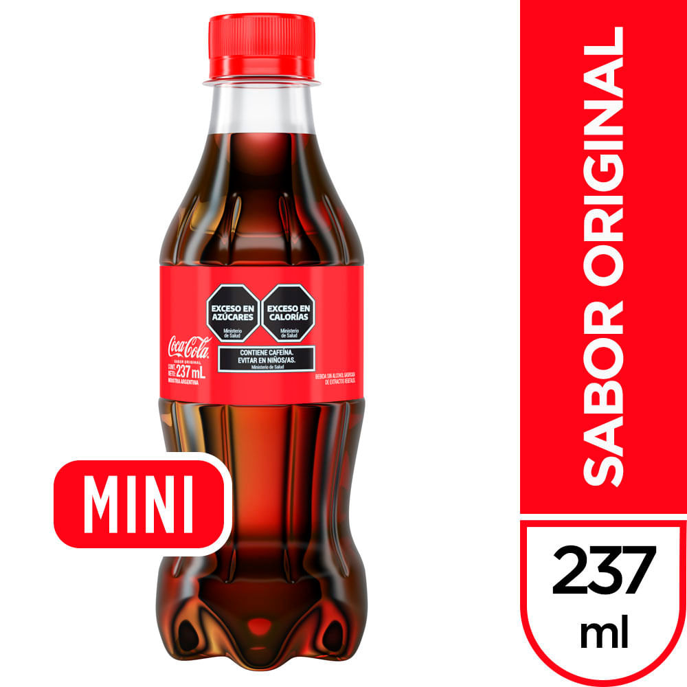 Gaseosa cola Coca Cola regular mini pet 237 ml
