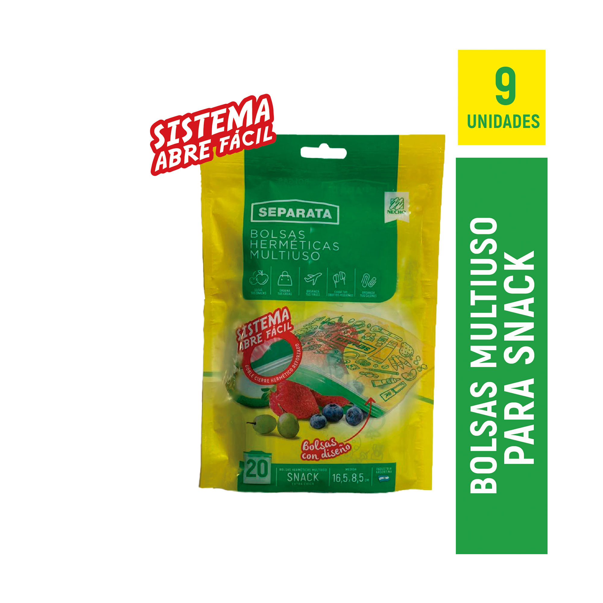 Bolsa hermética Separata snack chica 16x8 cm x 20 uni