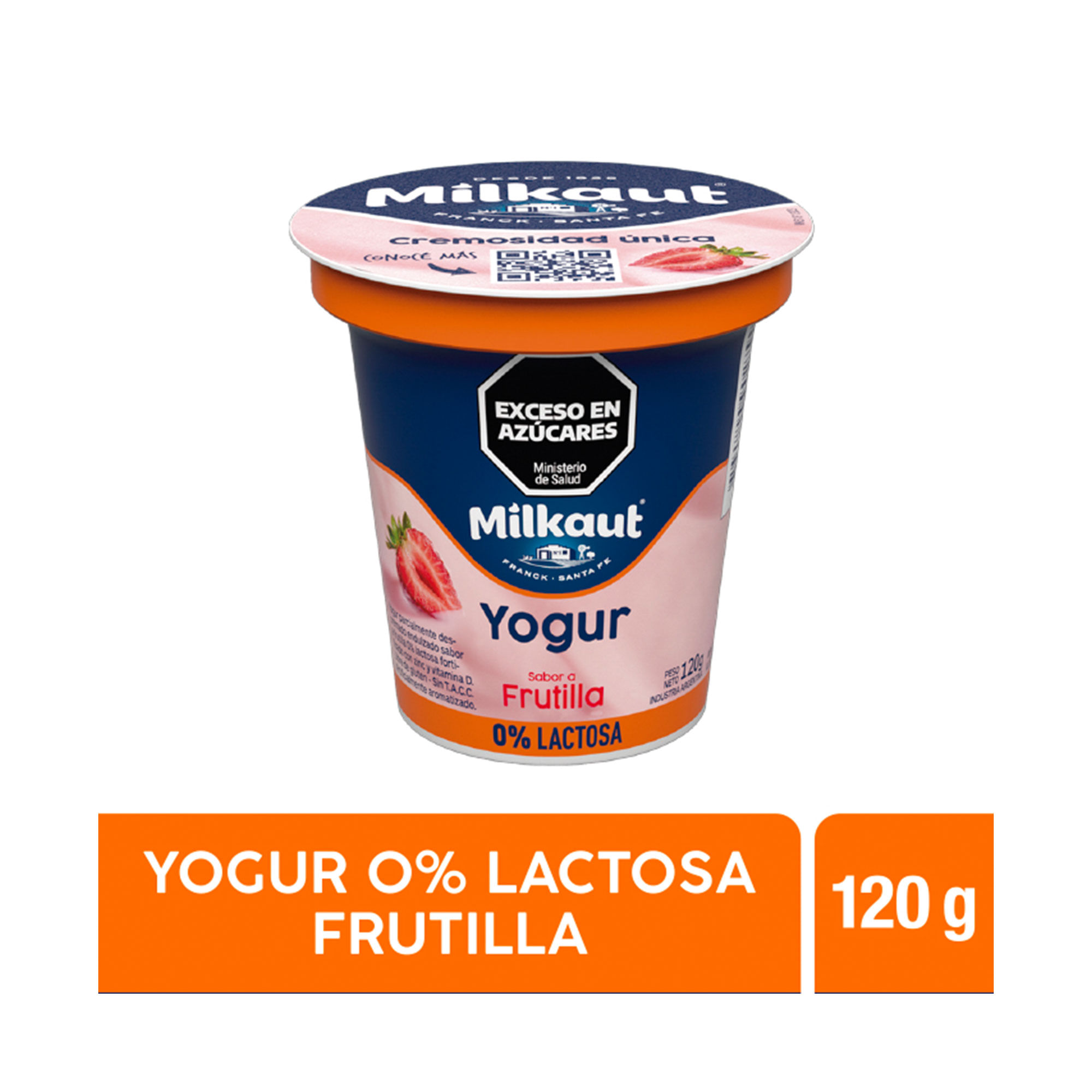 Yogur Cremoso Milkaut 0% Lactosa Frutilla 120 G