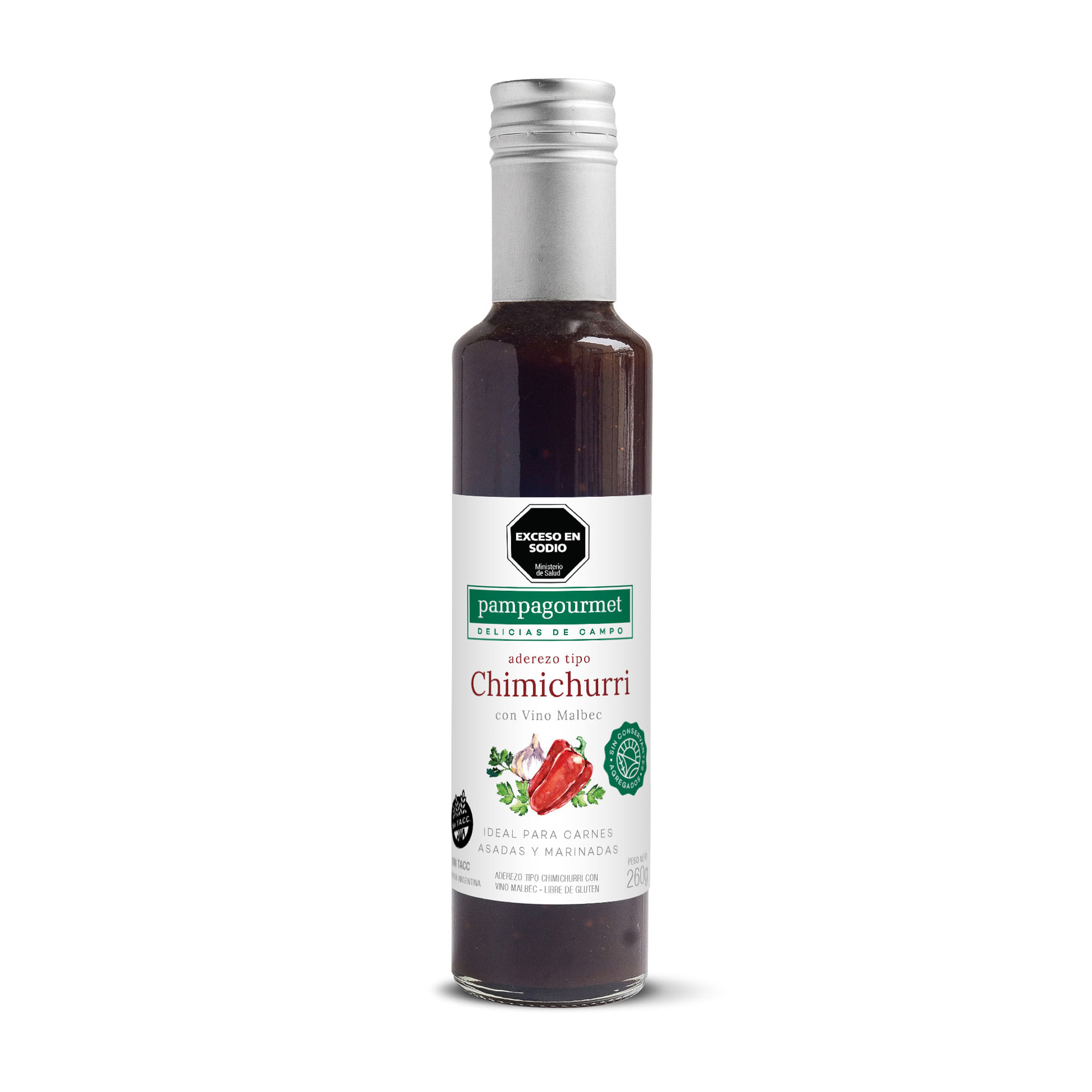 Salsa chimichurri Pampagourmet con vino malbec 265 g.