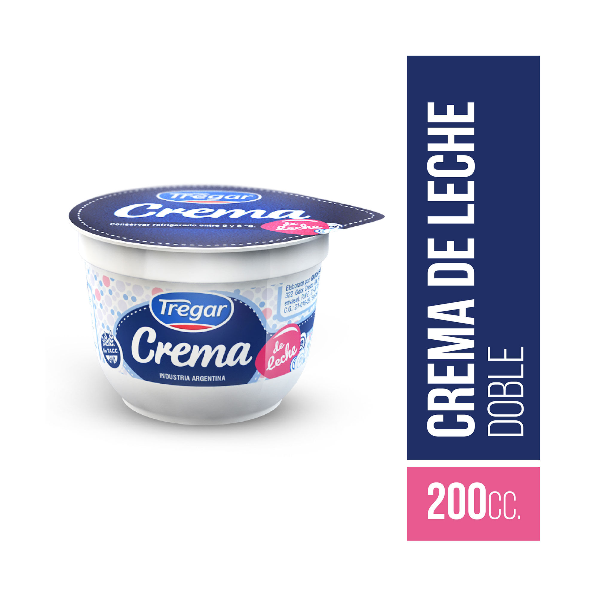 Crema de leche Tregar doble pote 200 g.