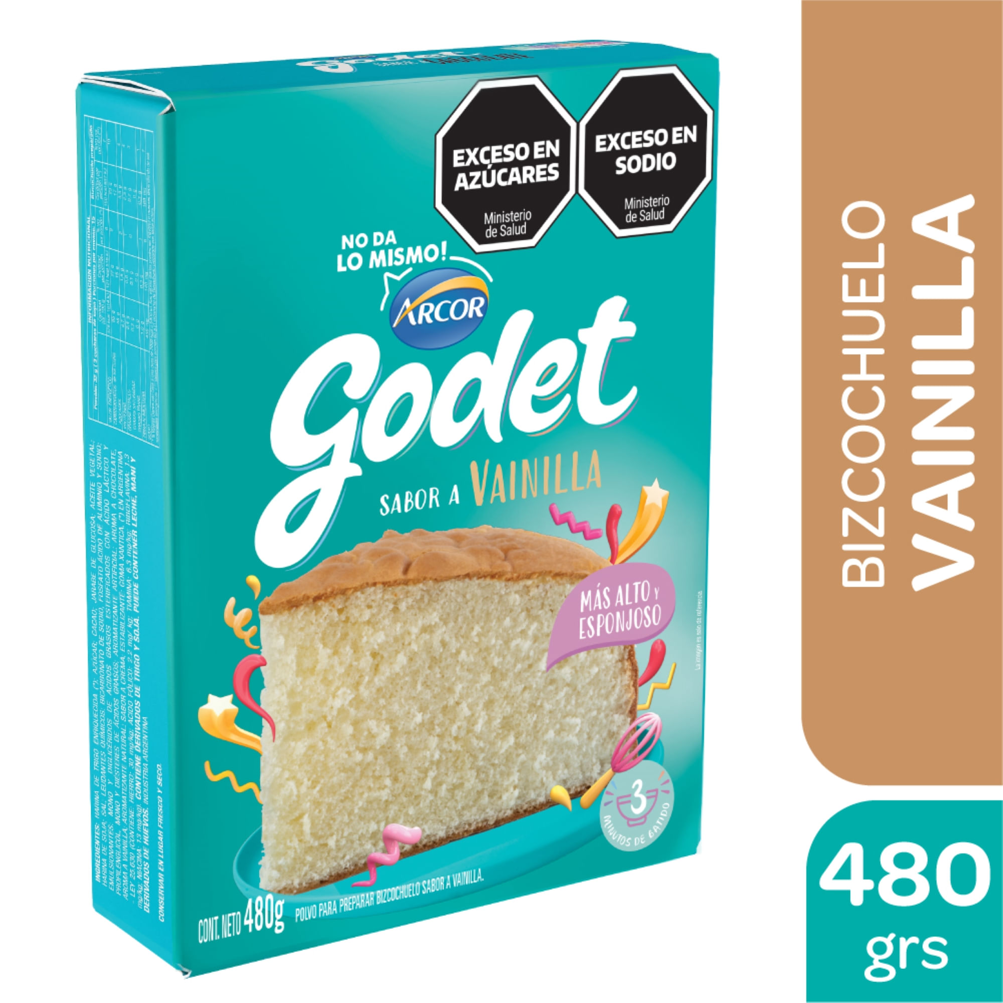 Bizcochuelo vainilla Godet caja 480 g.