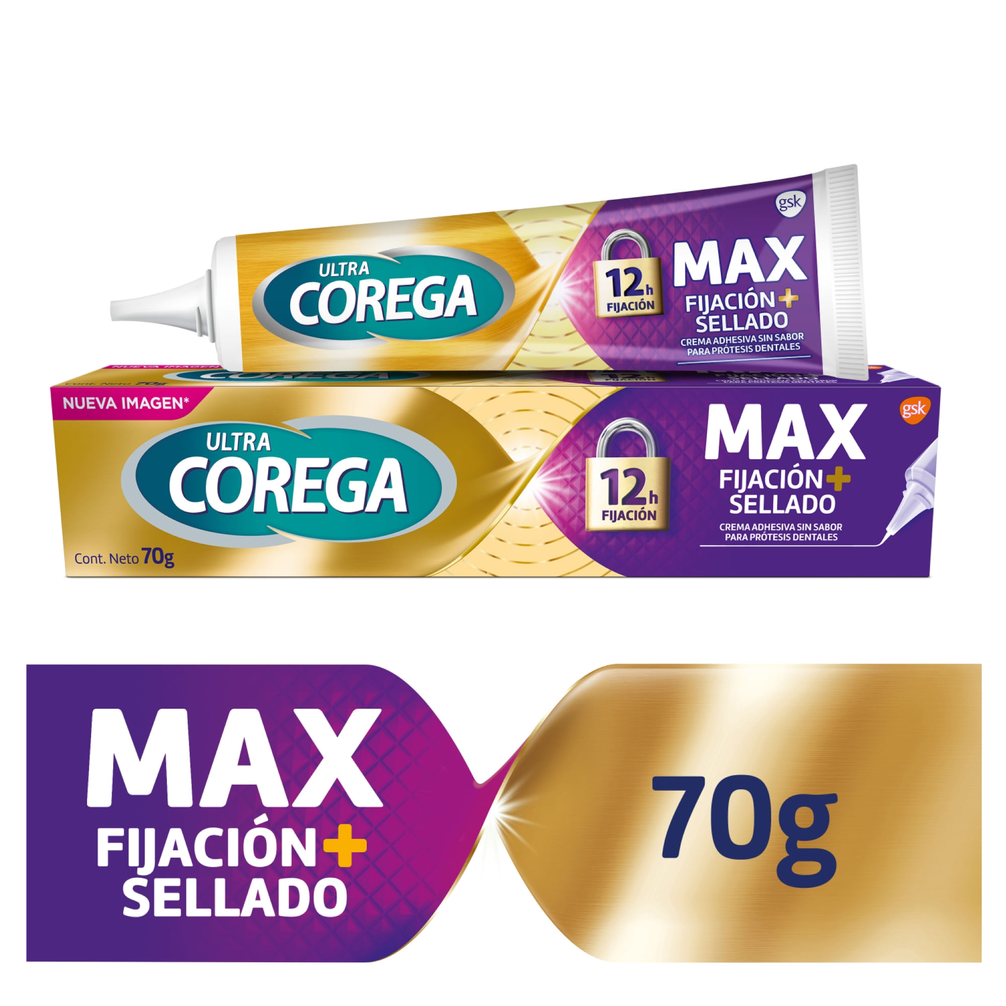 Adhesivo dental Ultra Corega máx sellado 70 g.