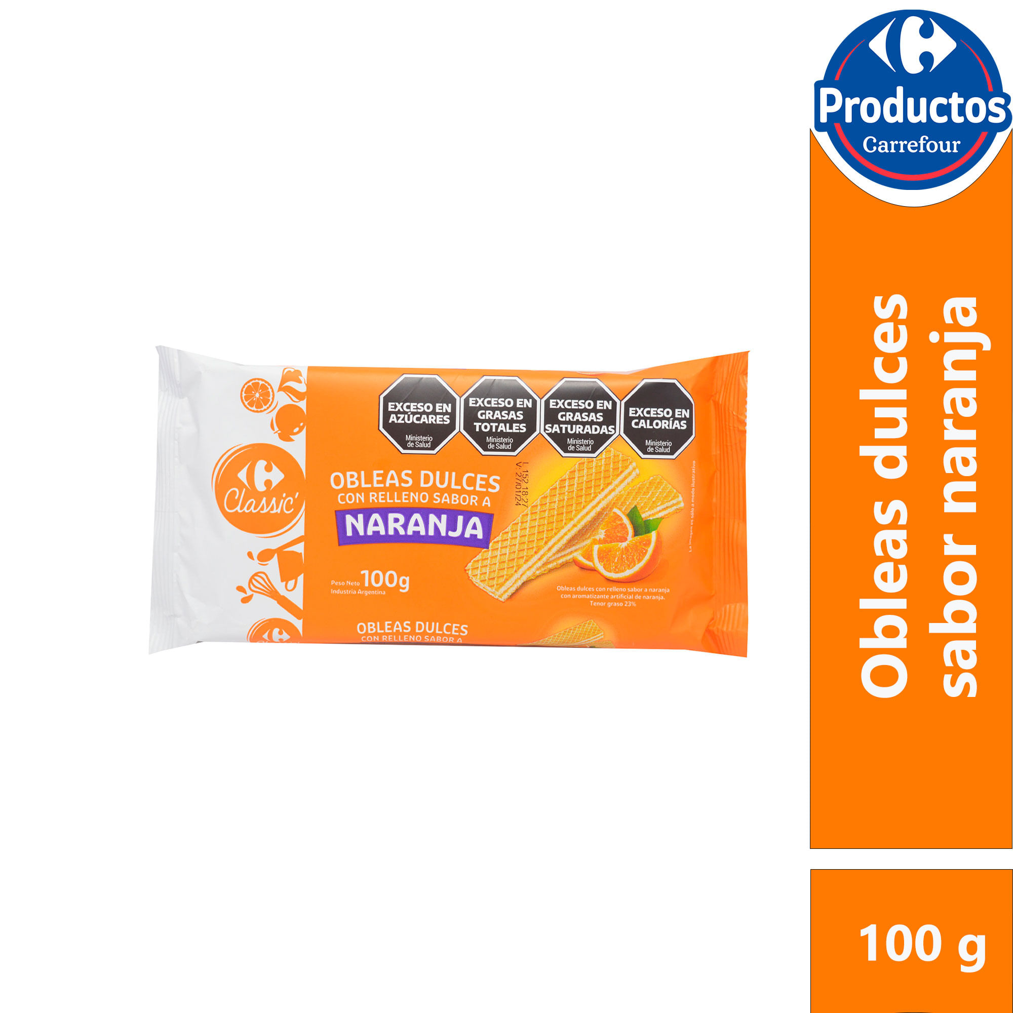 Obleas Carrefour naranja 100 g.