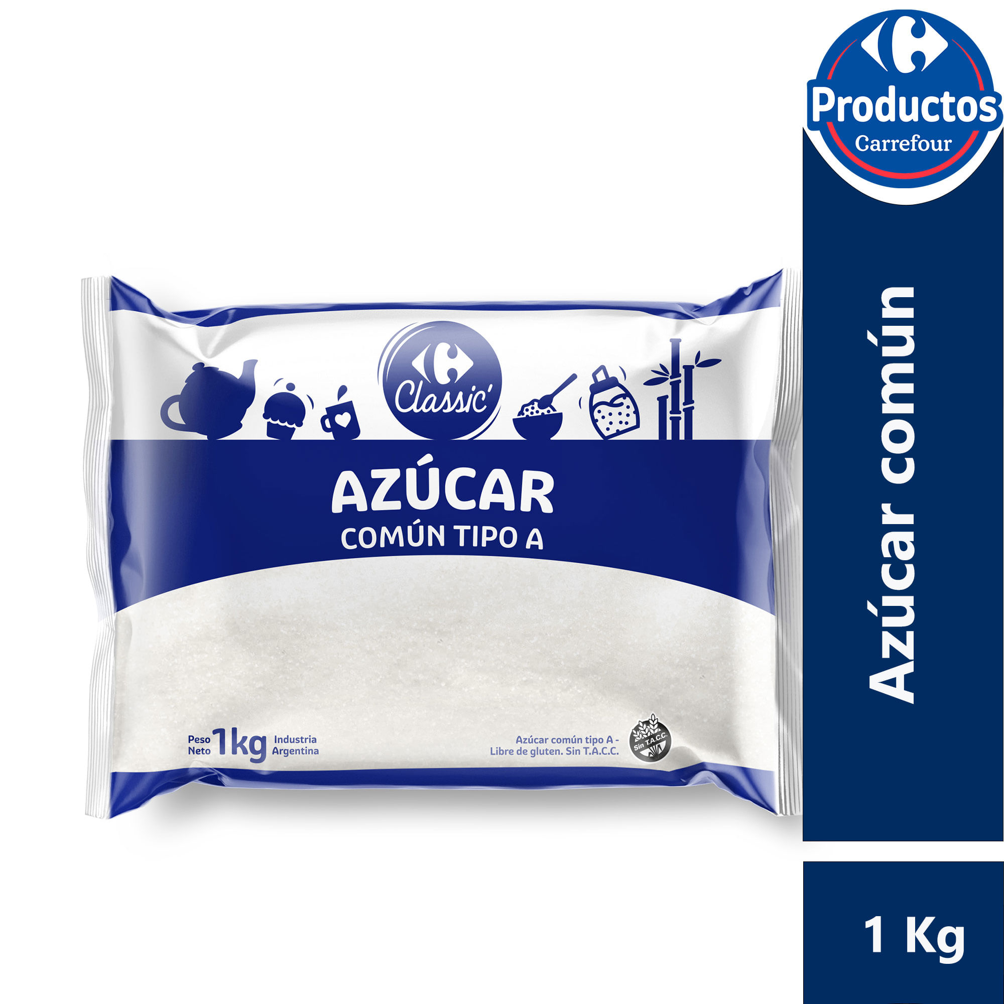 Azúcar común Carrefour classic tipo A bolsa 1 kg.