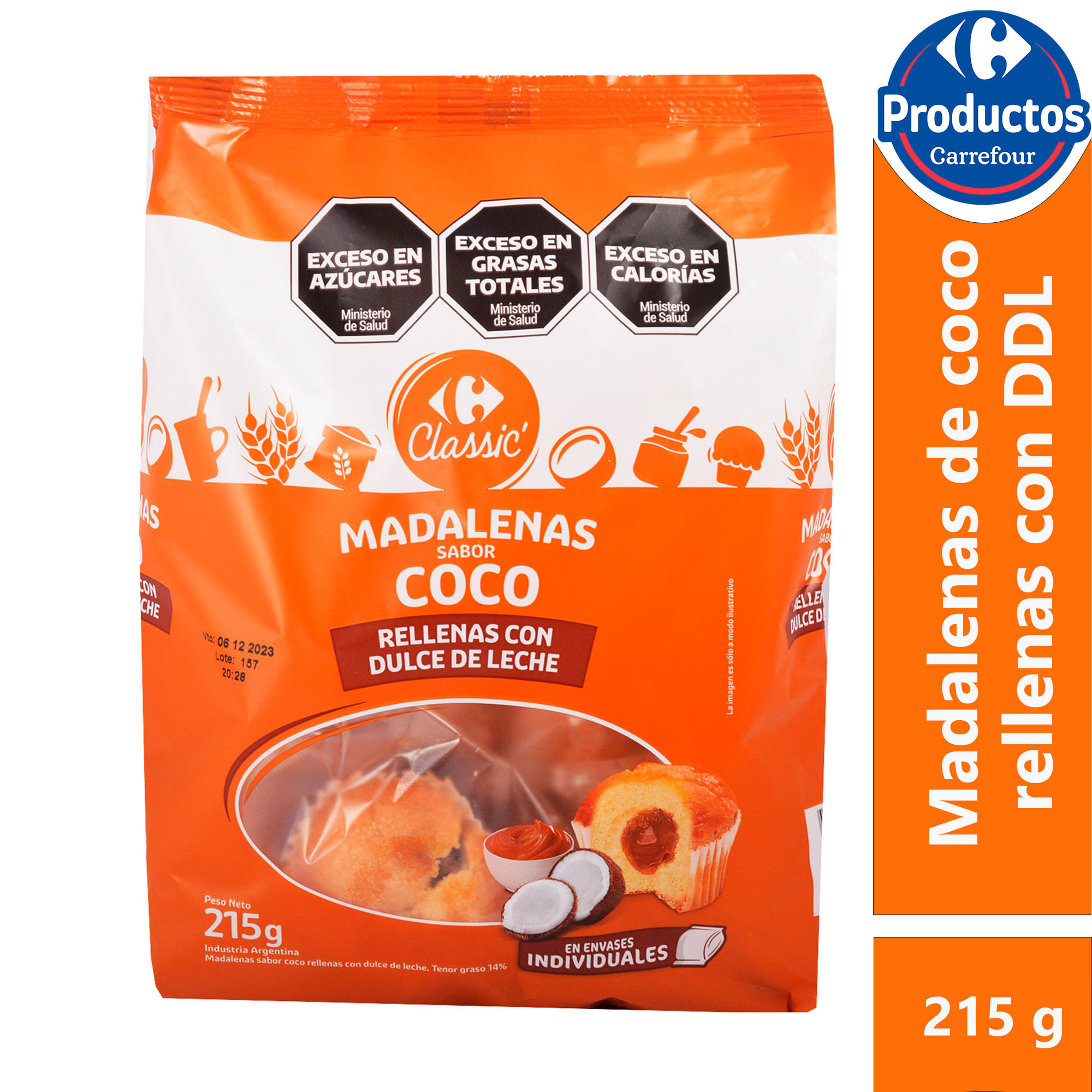 Madalenas de coco con DDL Carrefour Classic 215 grs