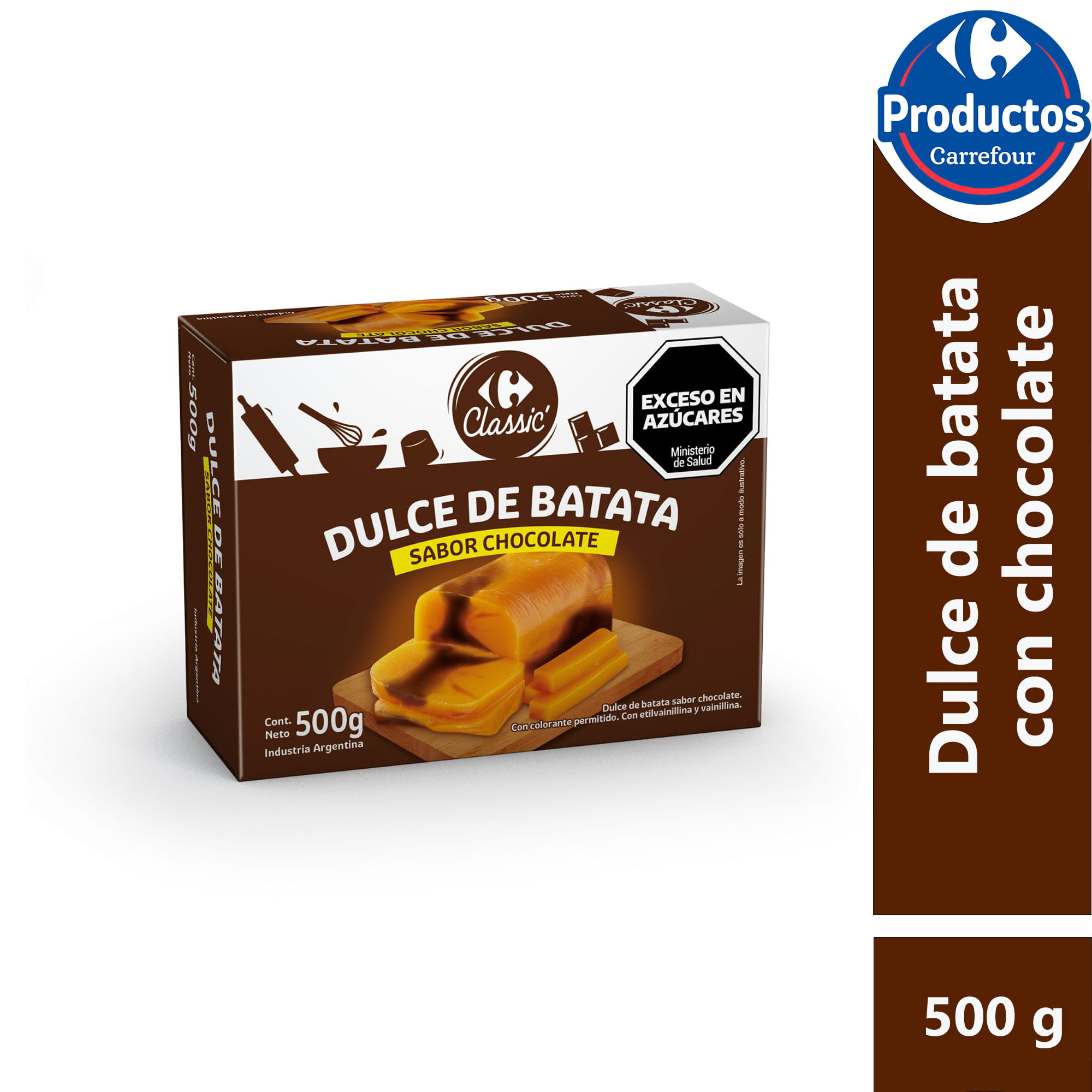 Dulce de batata con chocolate Carrefour classic 500 g.