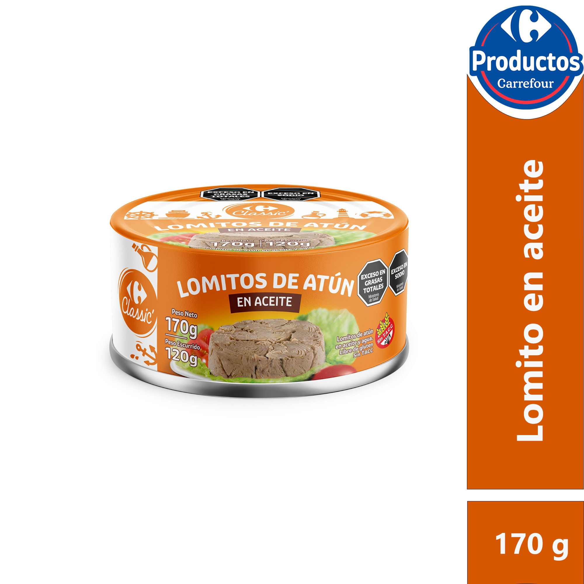 Lomito de atún en aceite Carrefour Classic 170 grs