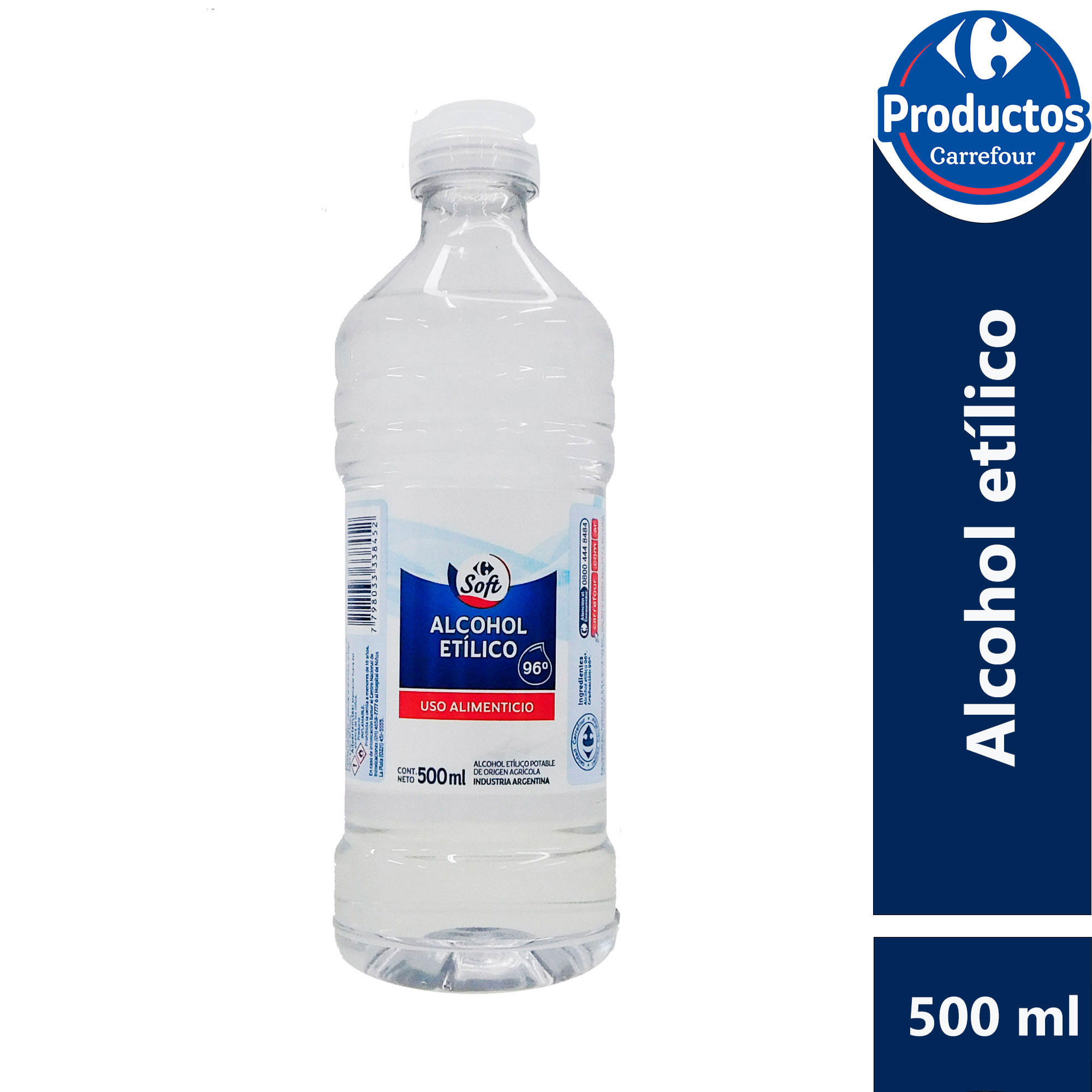 Alcohol etílico Carrefour Soft 500 ml