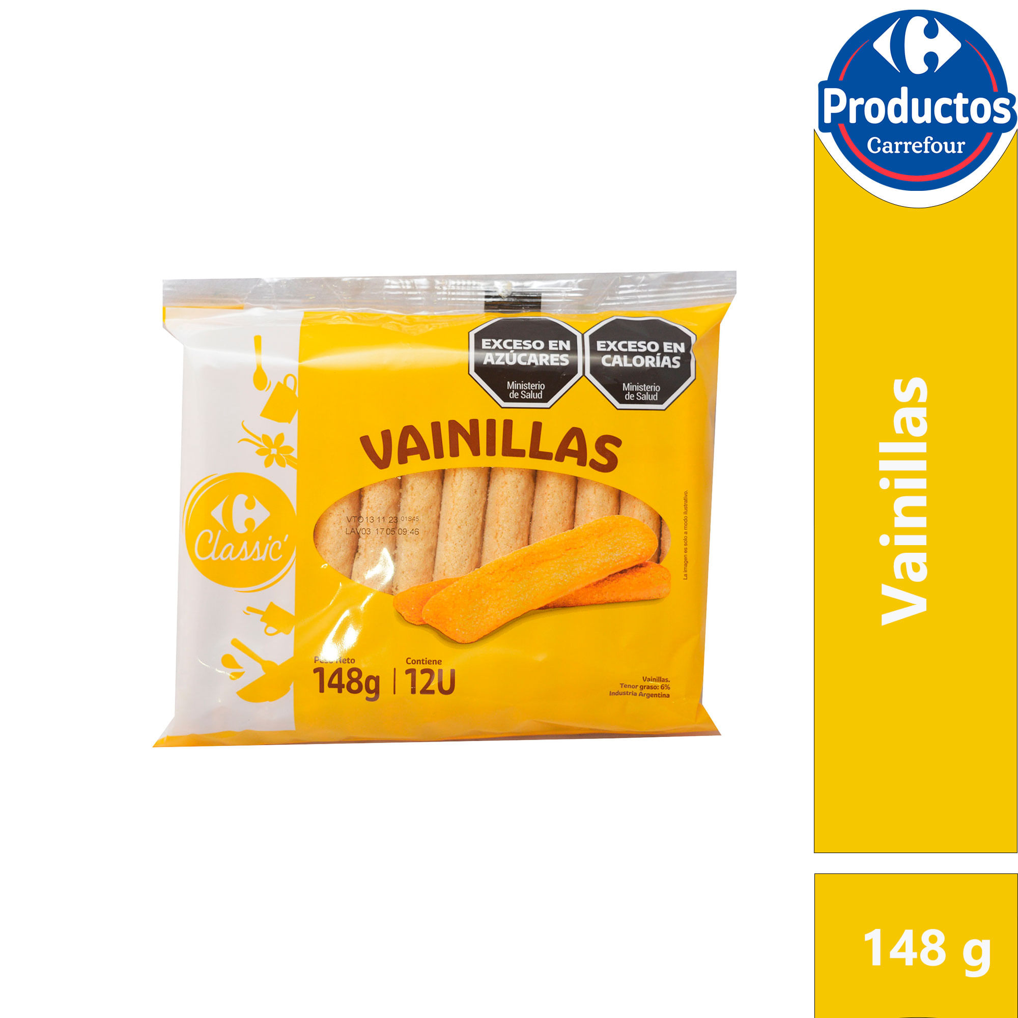 Vainillas Carrefour classic flow pack 148 g.