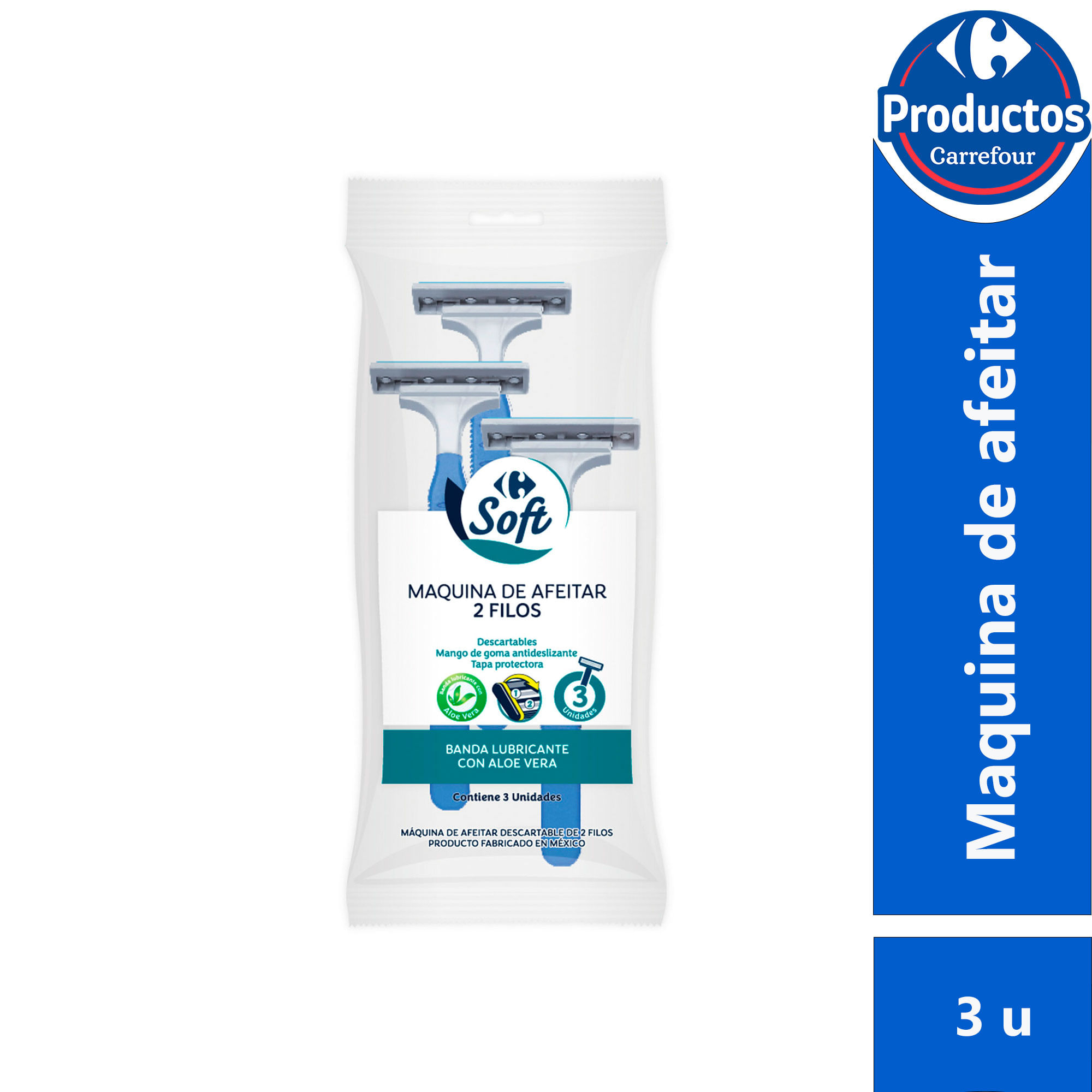 Máquina de afeitar Carrefour 2 filos soft 3 uni