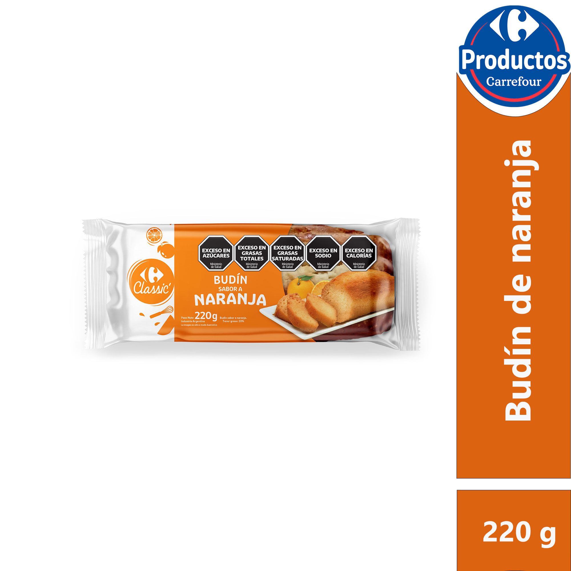 Budín Carrefour classic naranja 220 g.