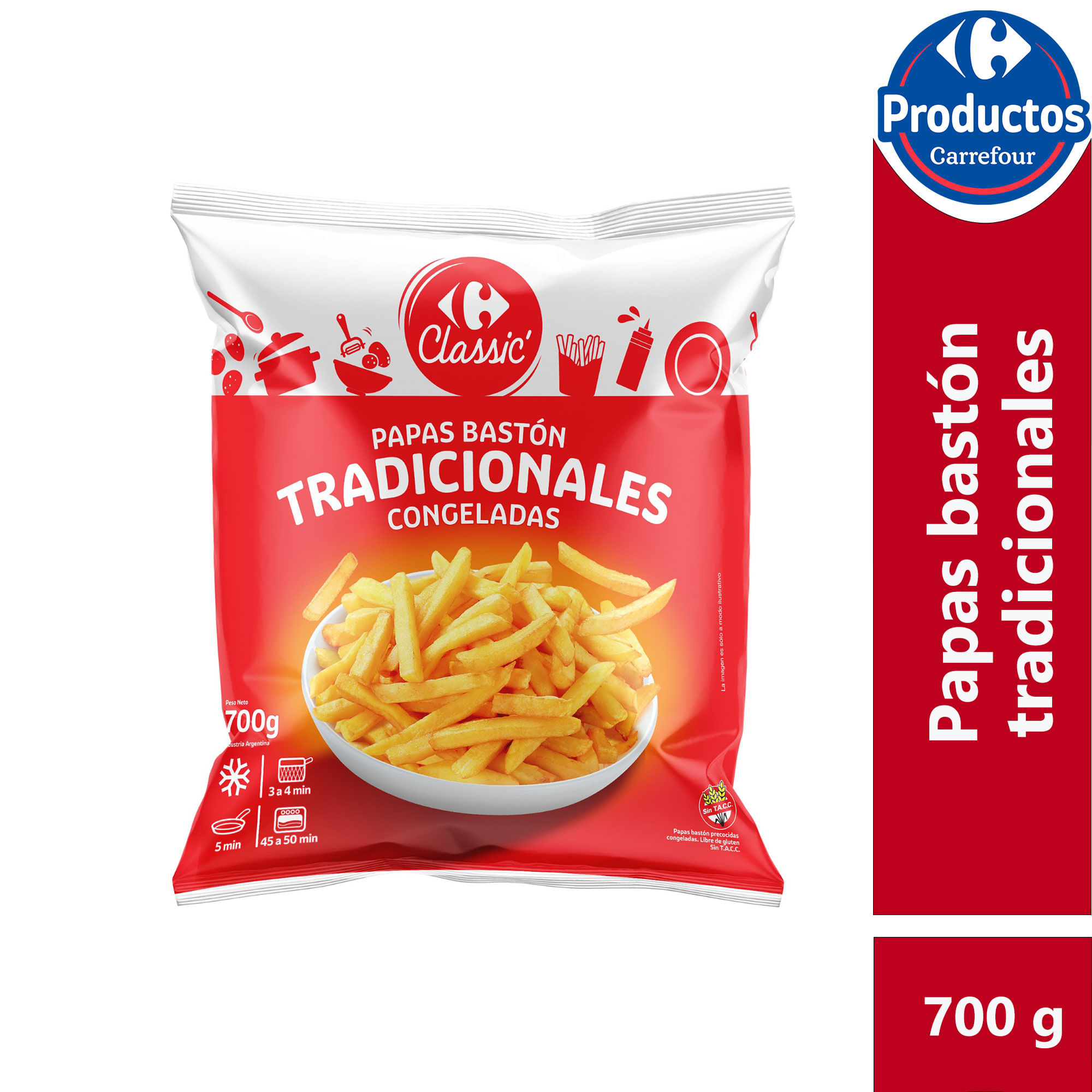 Papas baston tradicional Carrefour classic 700 g.