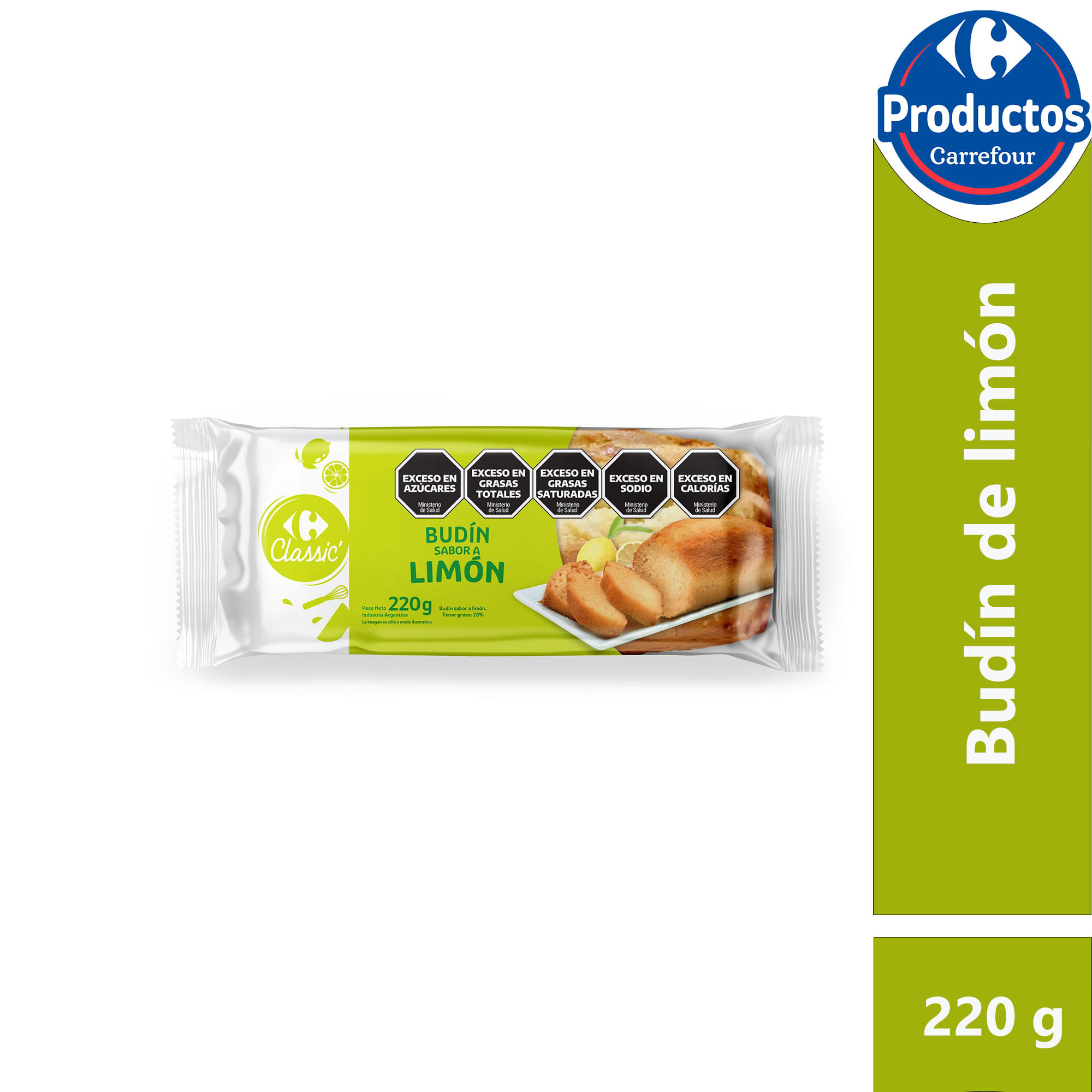 Budín Carrefour classic limón 220 g.