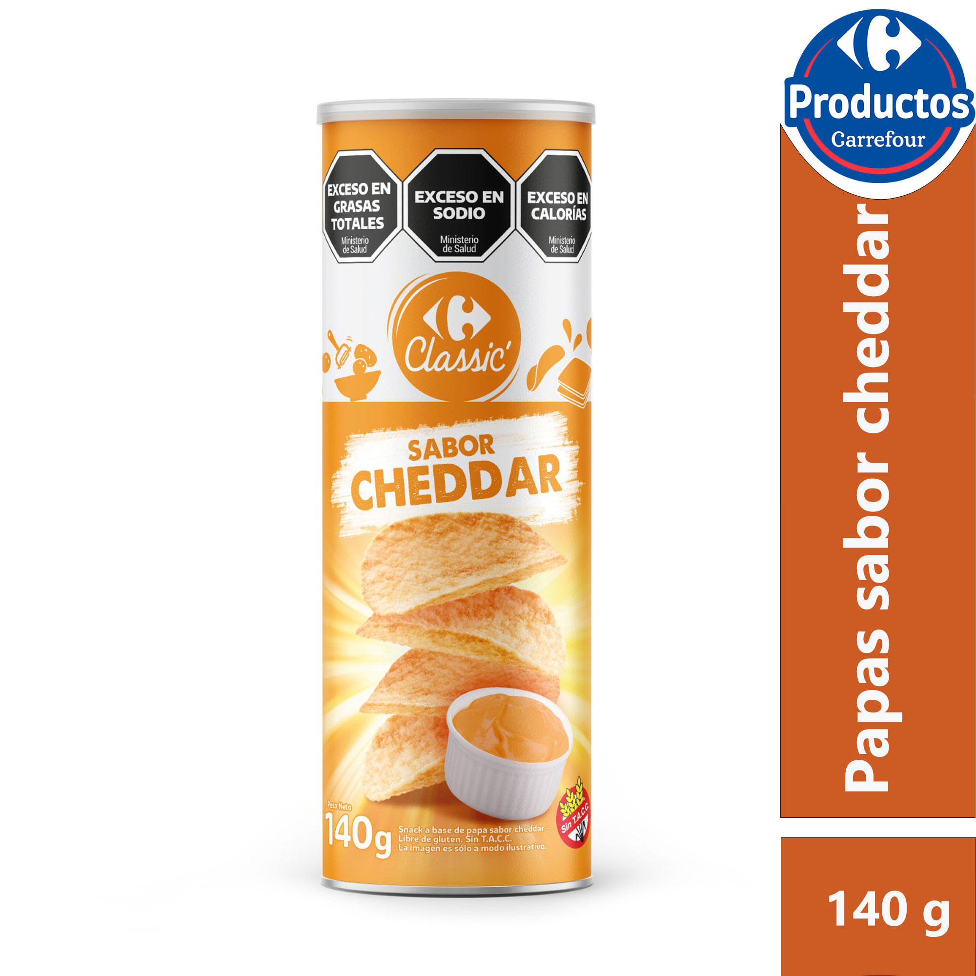 Papas fritas Carrefour Classic cheddar 140 g.