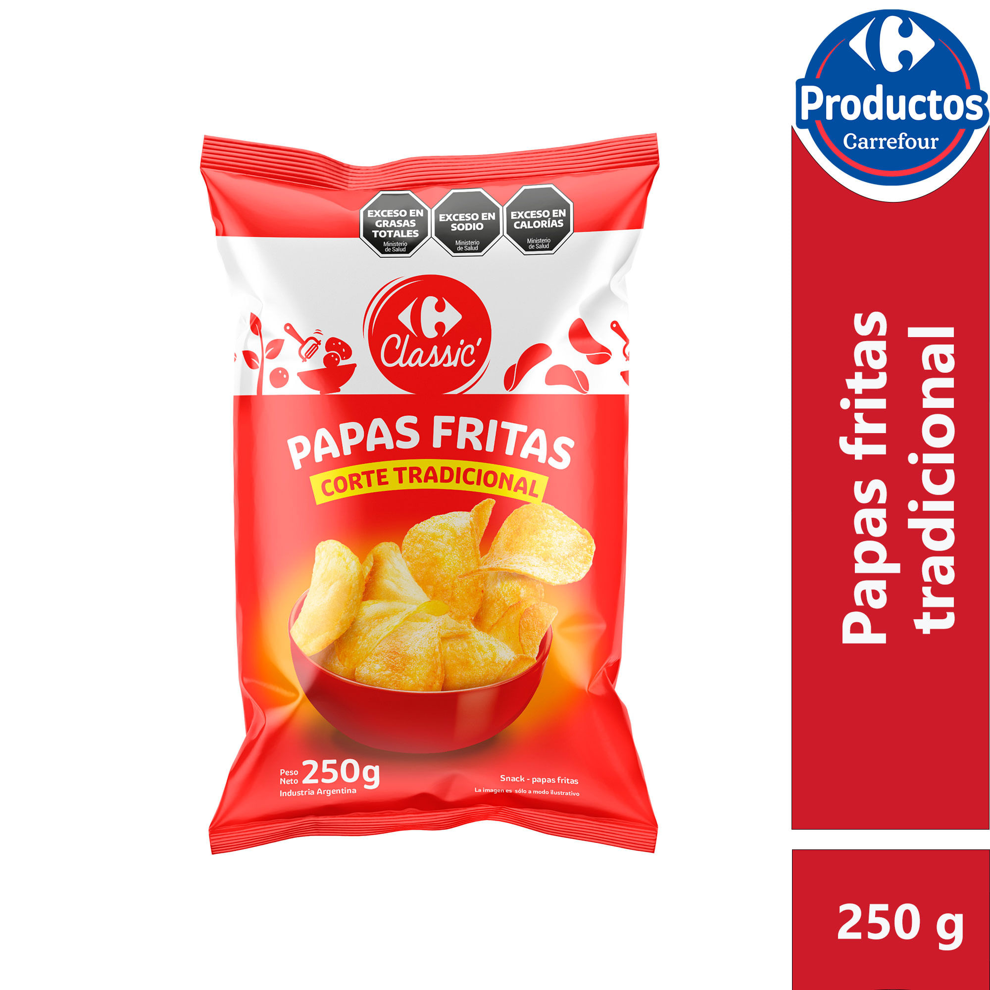 Papas fritas Carrefour classic en bolsa 250 g.