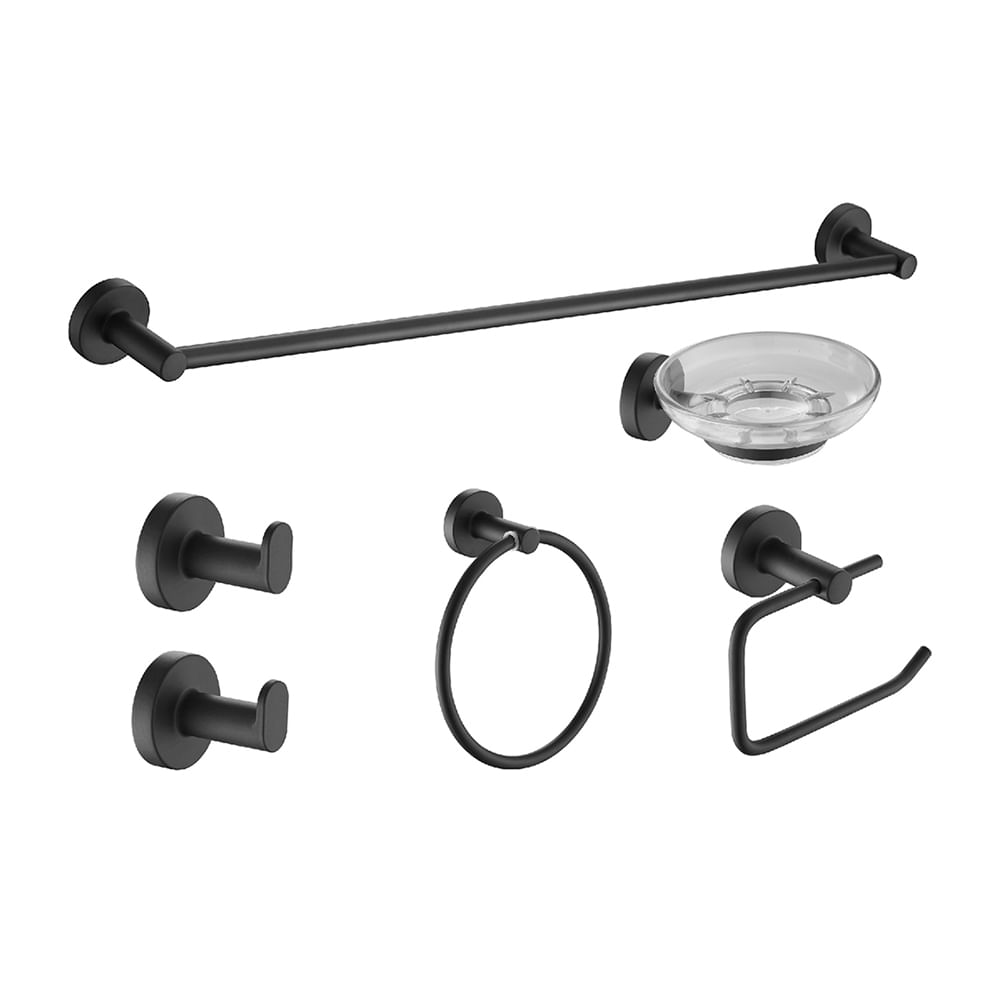 Piazza Accesorios Baño Kit Set Juego Piazza Sensus 6 Piezas Negro