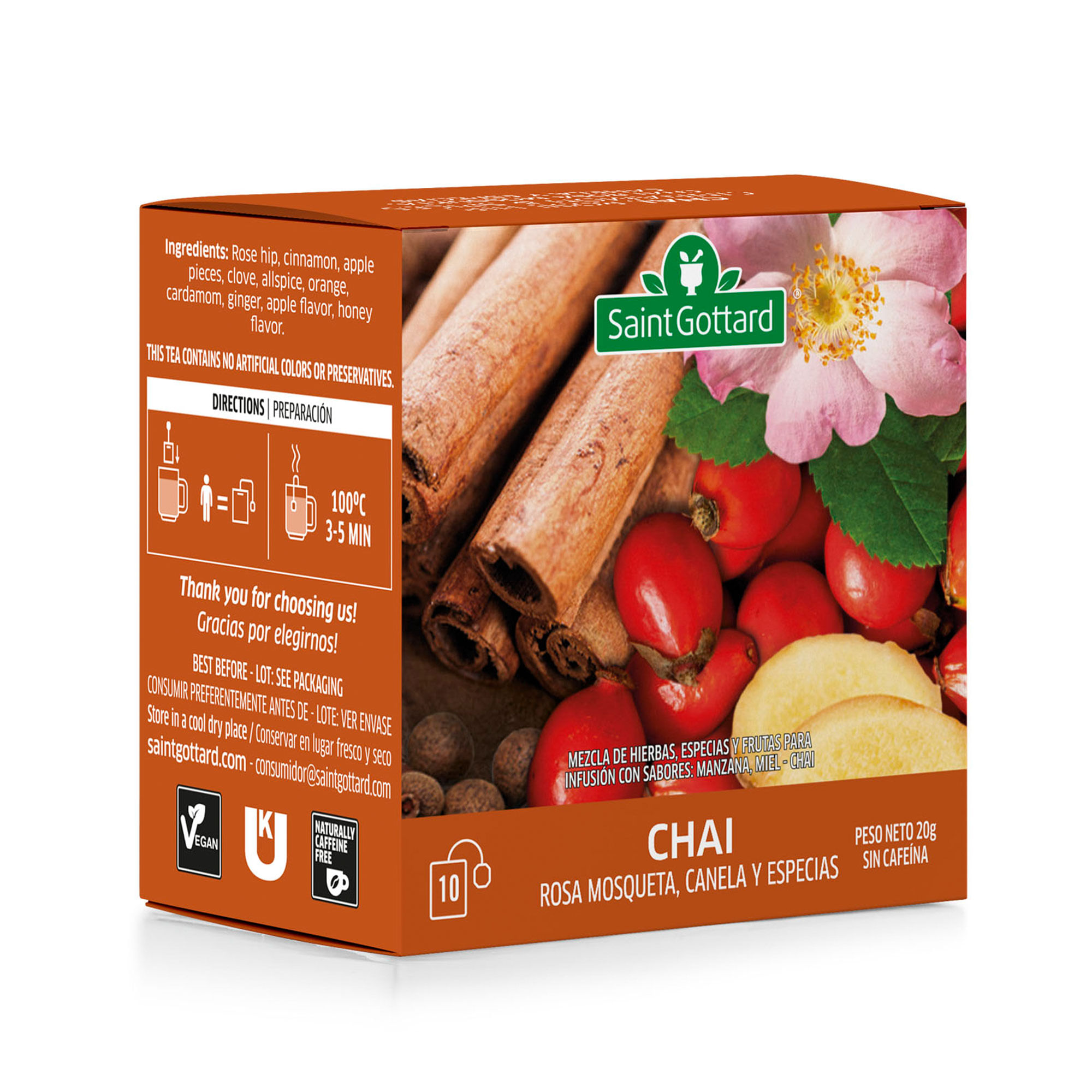 Té Saint gottard de chia rosa mosqueta y canela 10 uni