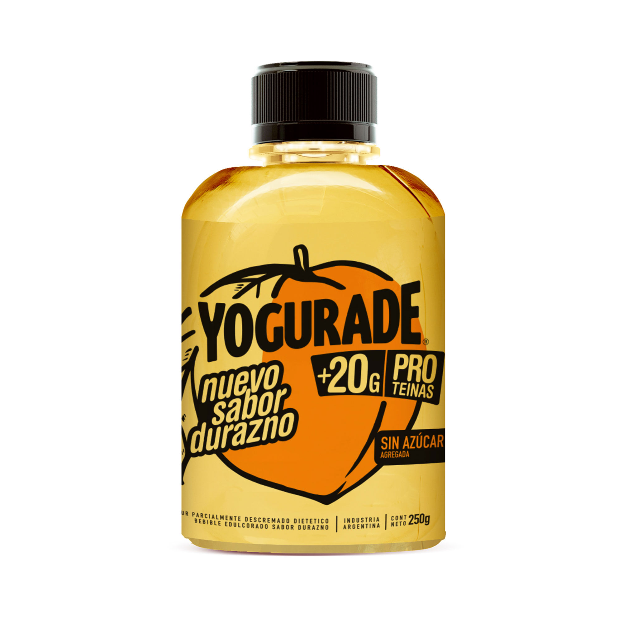 Yogur bebible parcialmente descremado con sucralosa sabor durazno 250 ml.