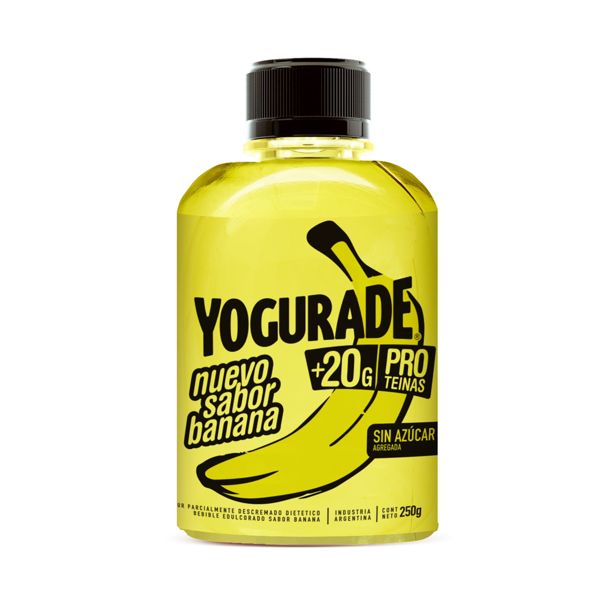 Yogur bebible parcialmente descremado con sucralosa sabor banana 250 ml.