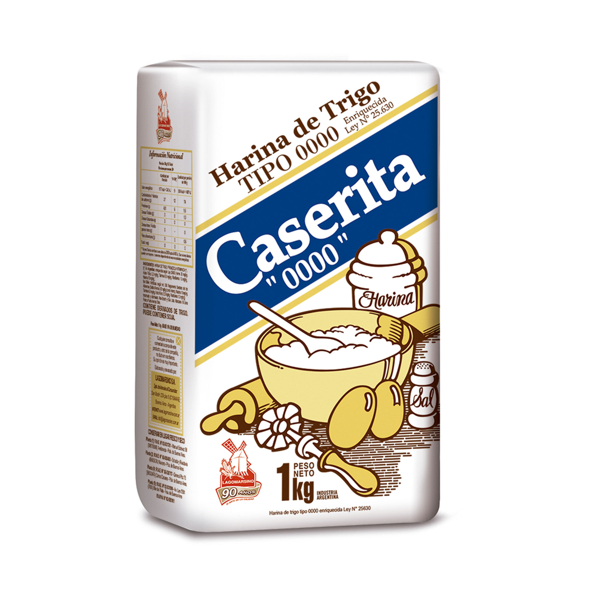 Harina de trigo 0000 Caserita 1 kg.