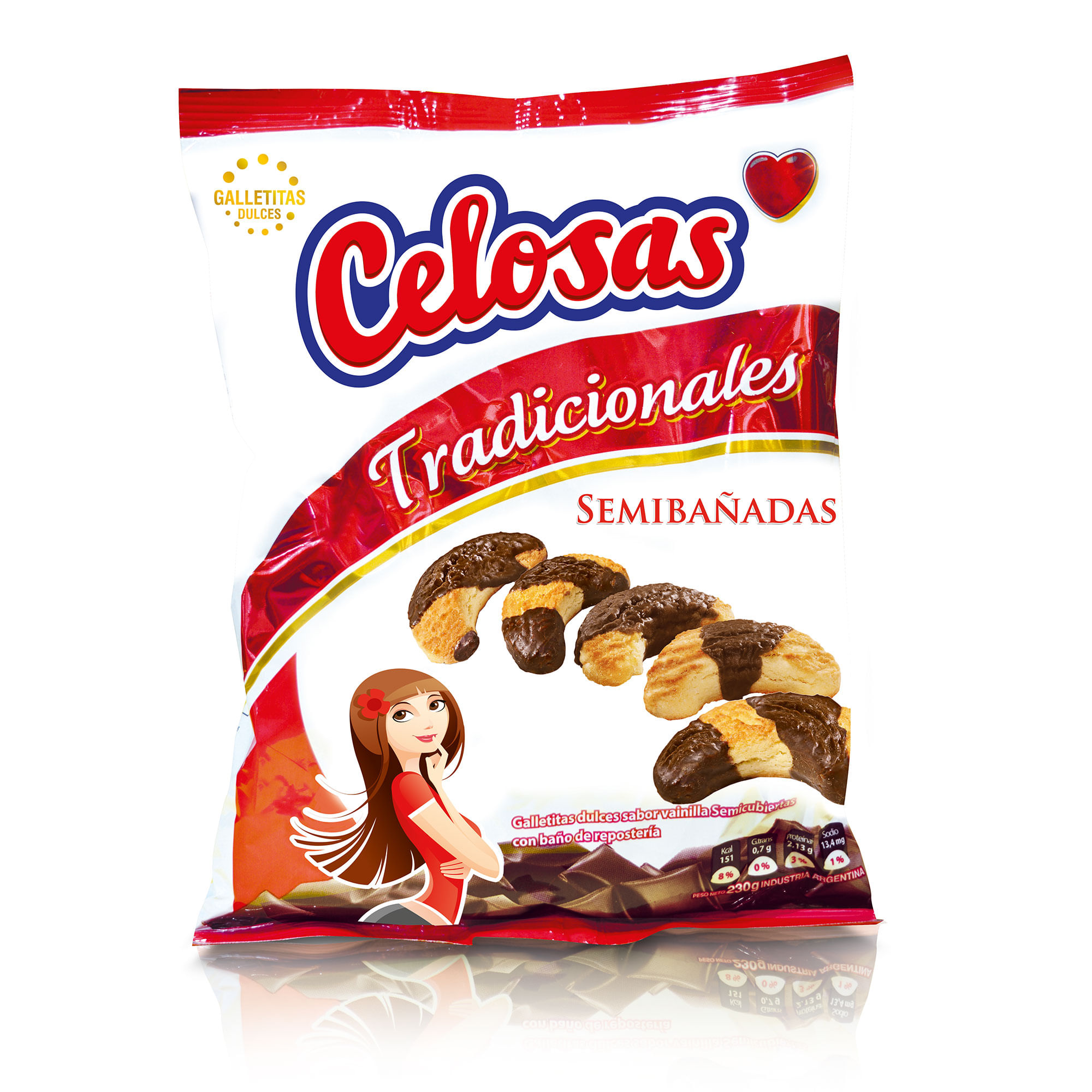Galletitas bañadas Celosas en bolsa 230 g.