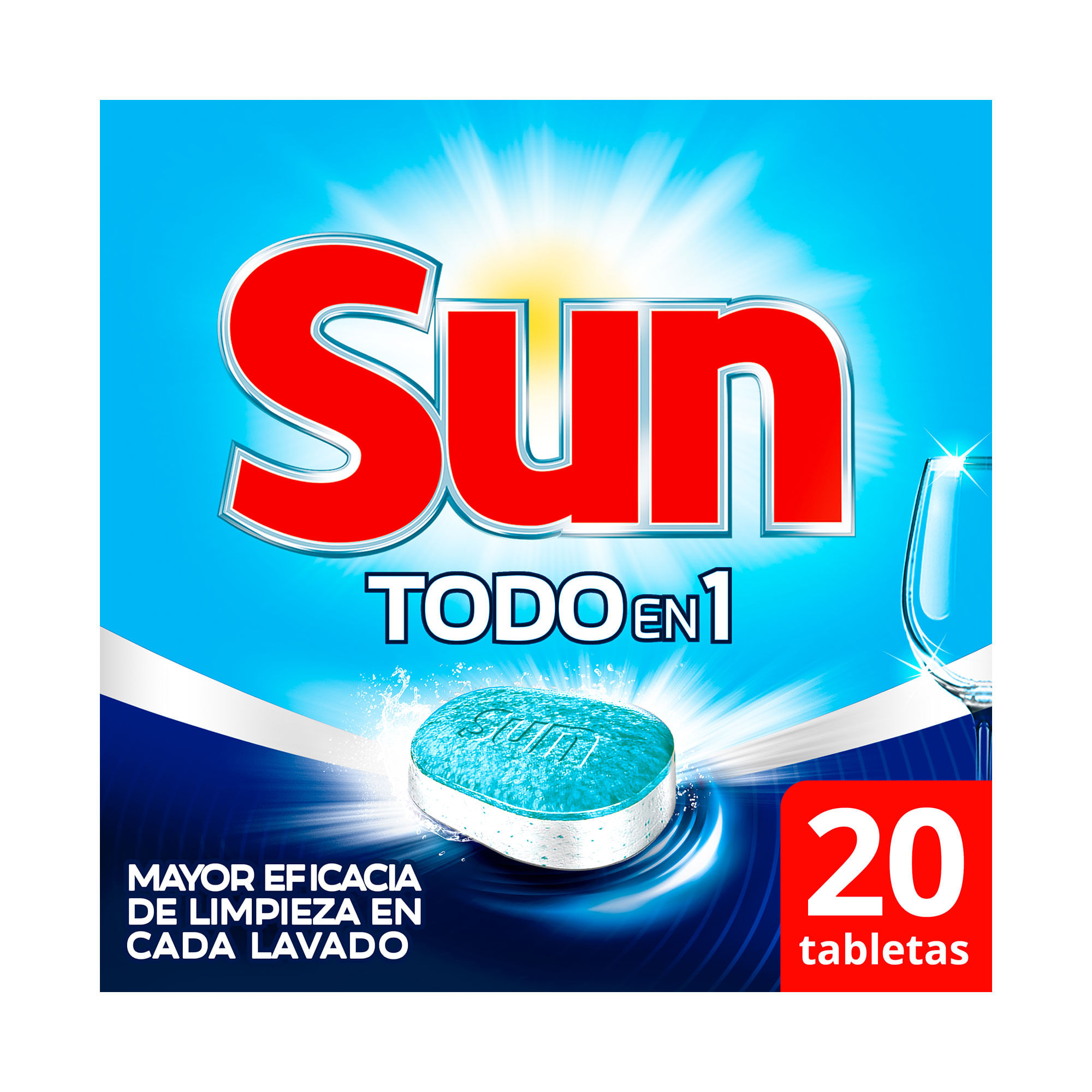 Tabletas Para Maquina Lavavajilla Sun 3 En 1 20 Un