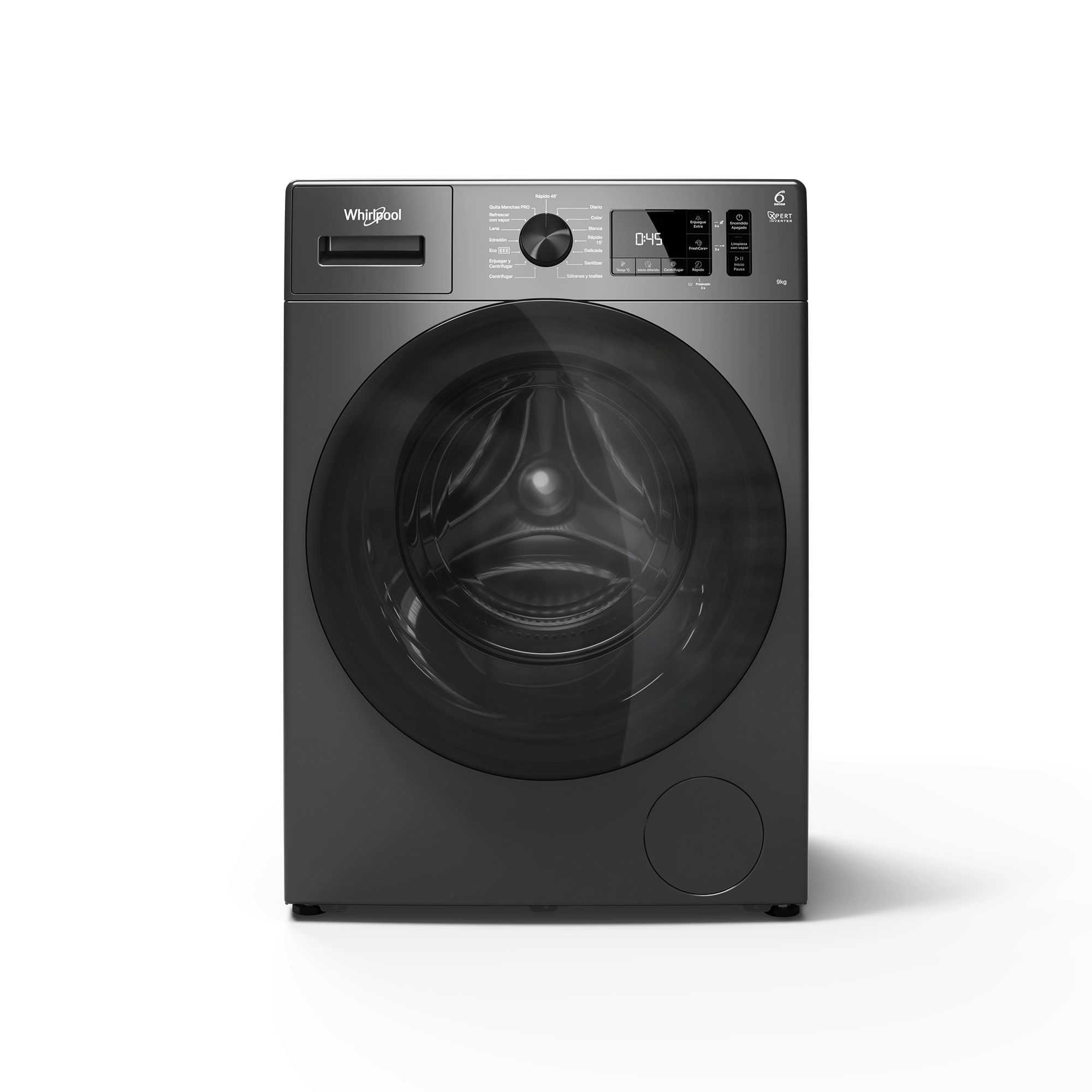 Lavarropas Whirlpool Wnq90 9kg Inverter Carga Frontal Inox