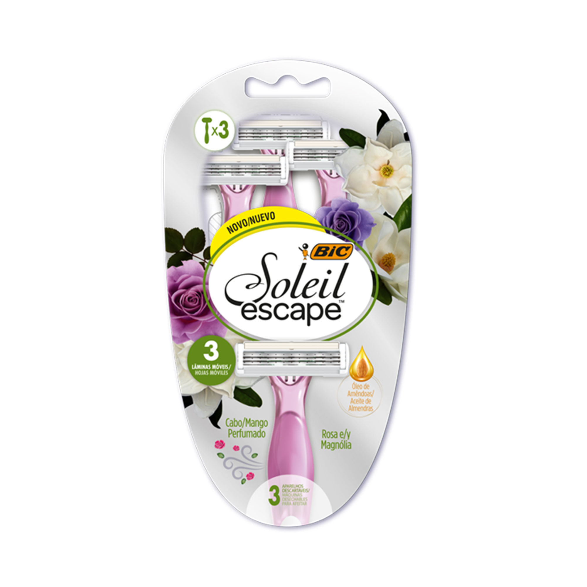 Maquina de afeitar femenina Bic soleil esc lav y euc x 3 uni