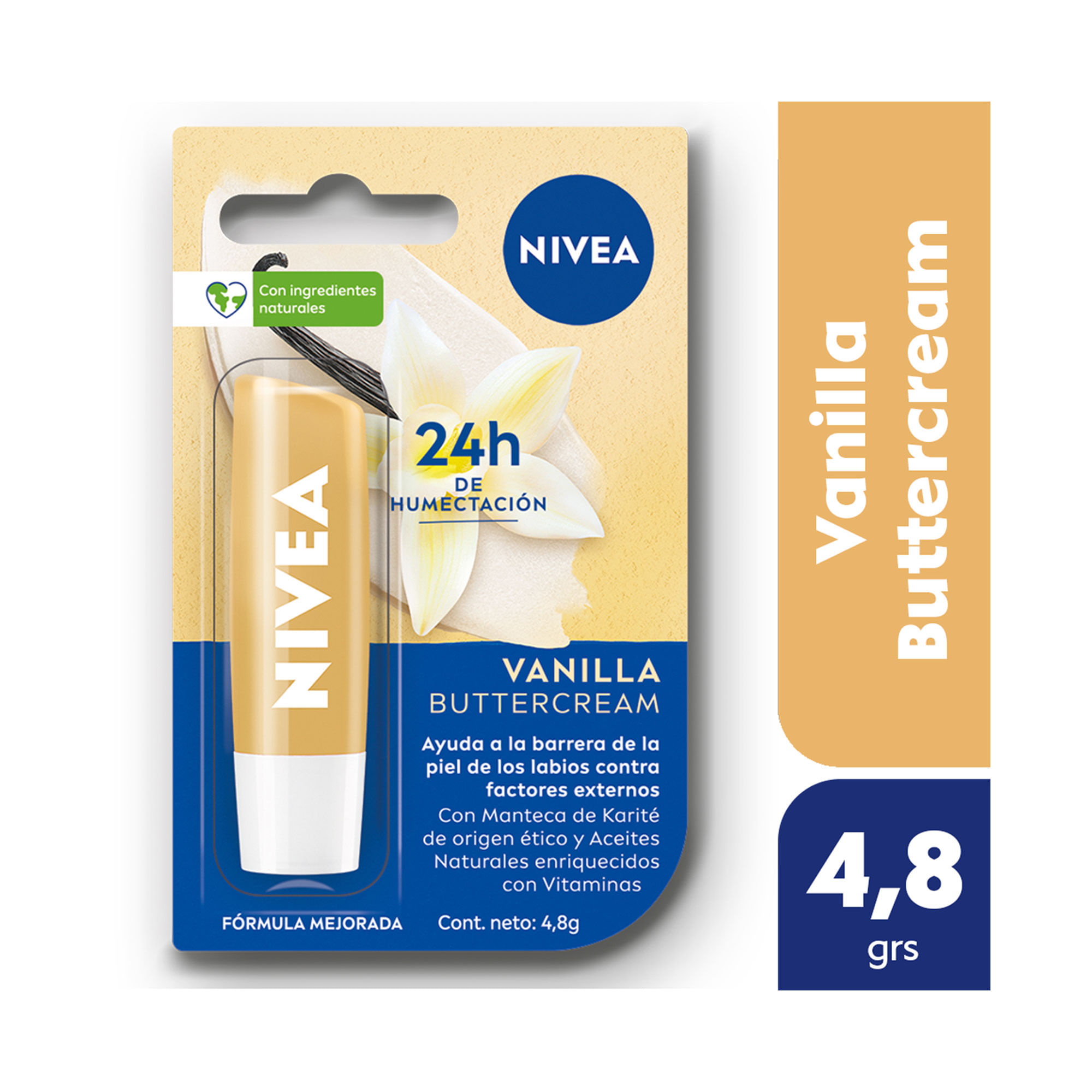 Protector Labial Humectante Nivea Vainilla Buttercream Para Todo Tipo De Piel 4,8 G