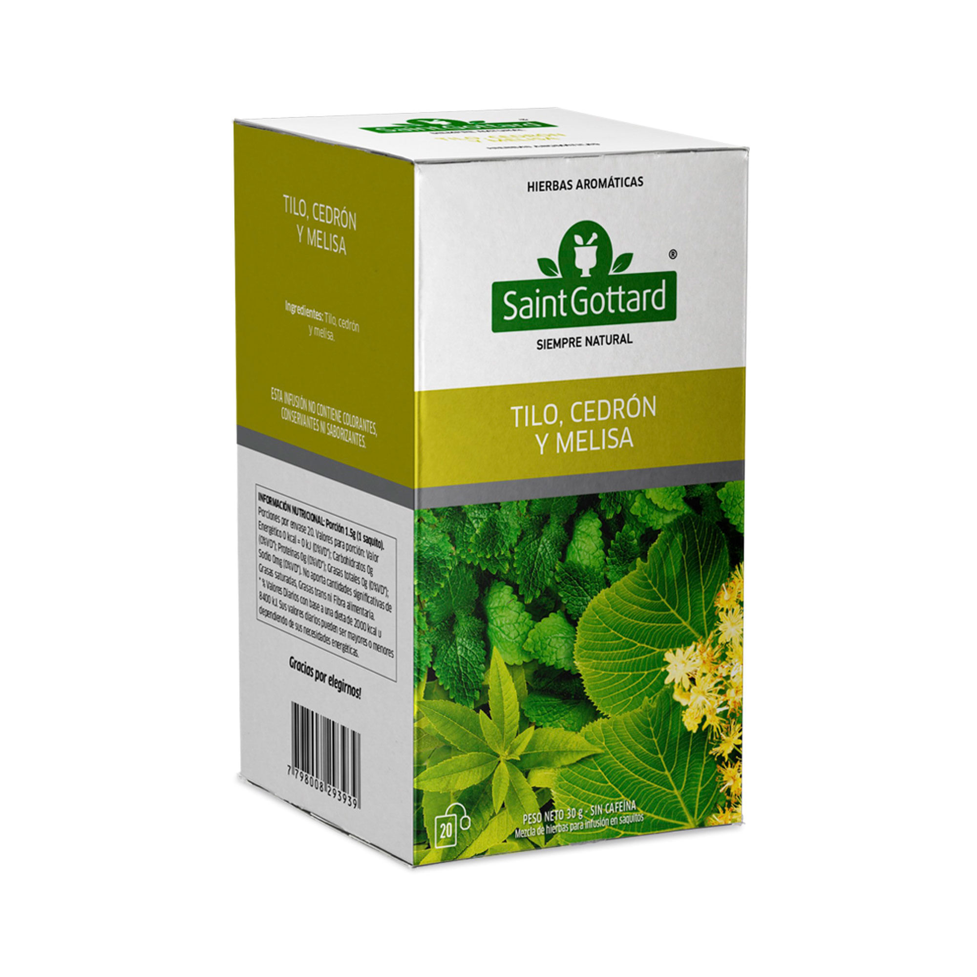 Té en saquitos Saint Gottard tilo cedrón y melisa 20 u.