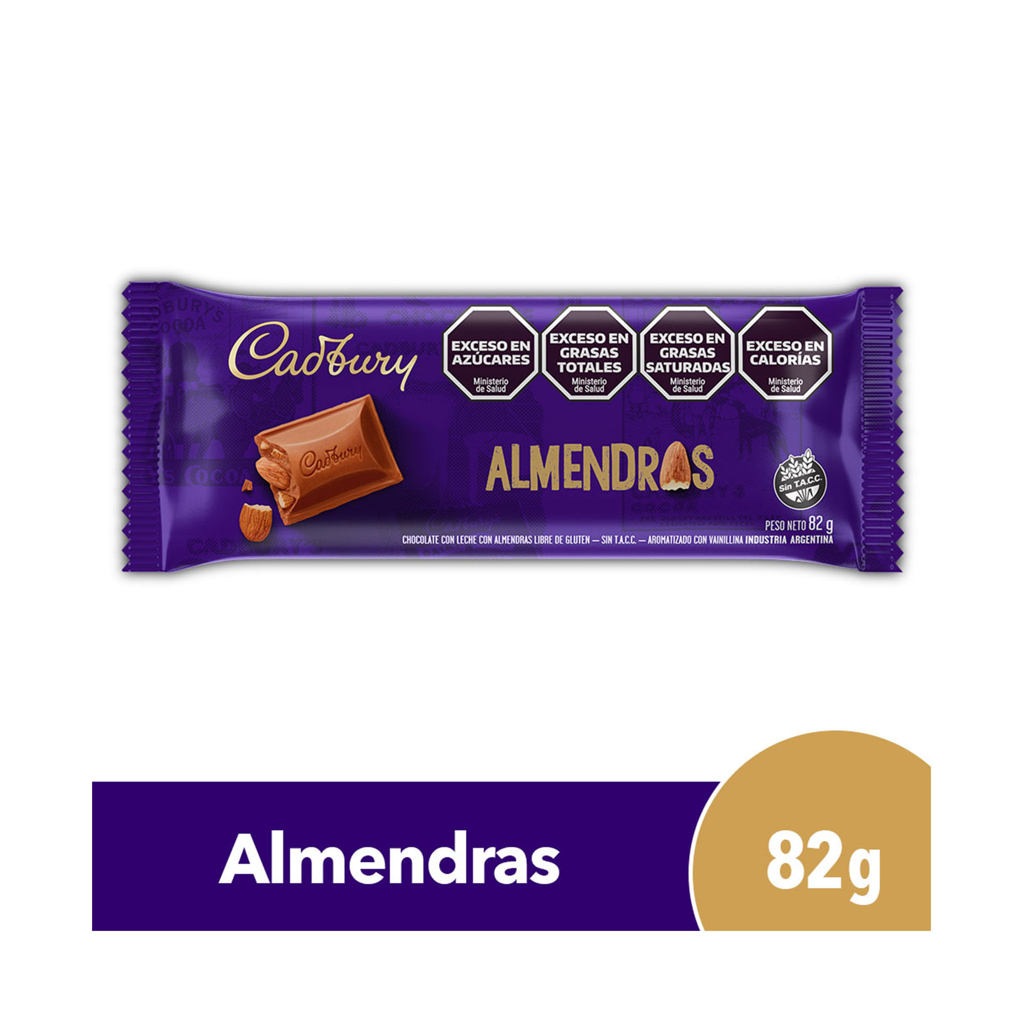 Chocolate con almendras Cadbury 82 g.