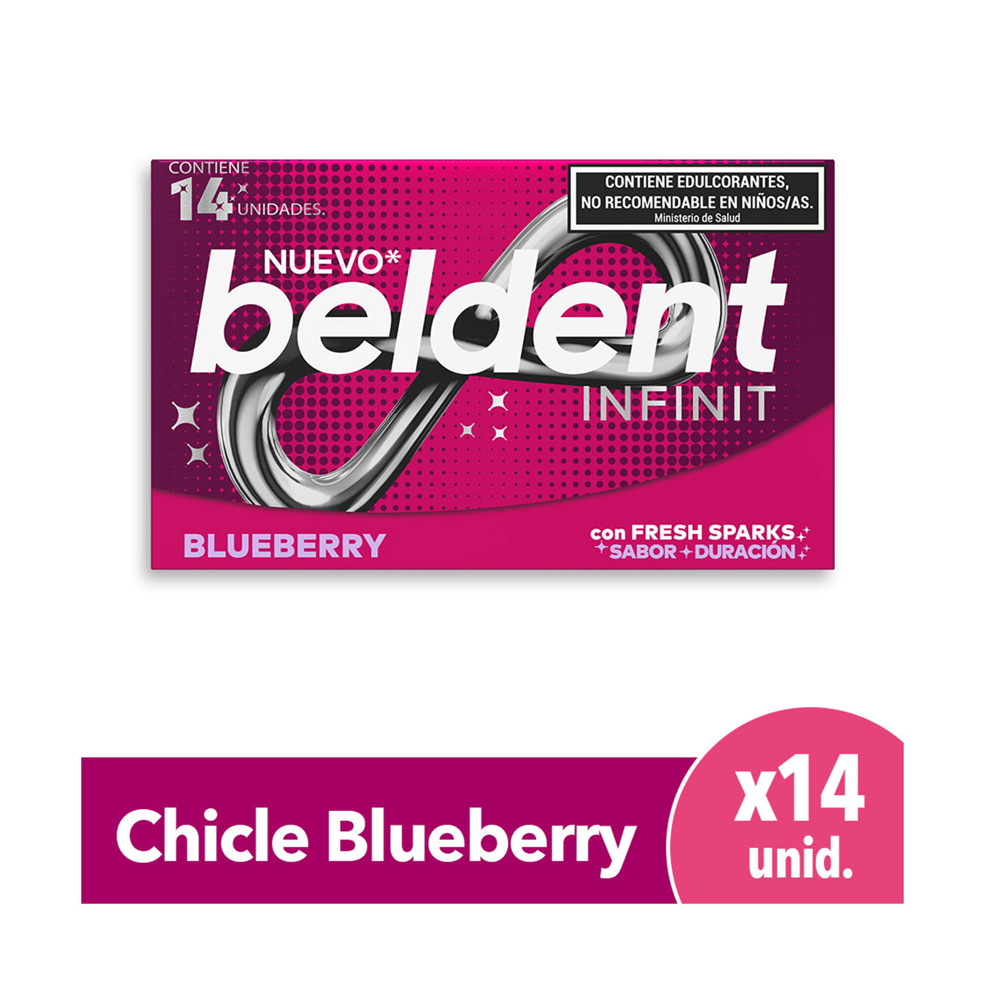Chicles Beldent Infinit Blueberry 26,6 g.