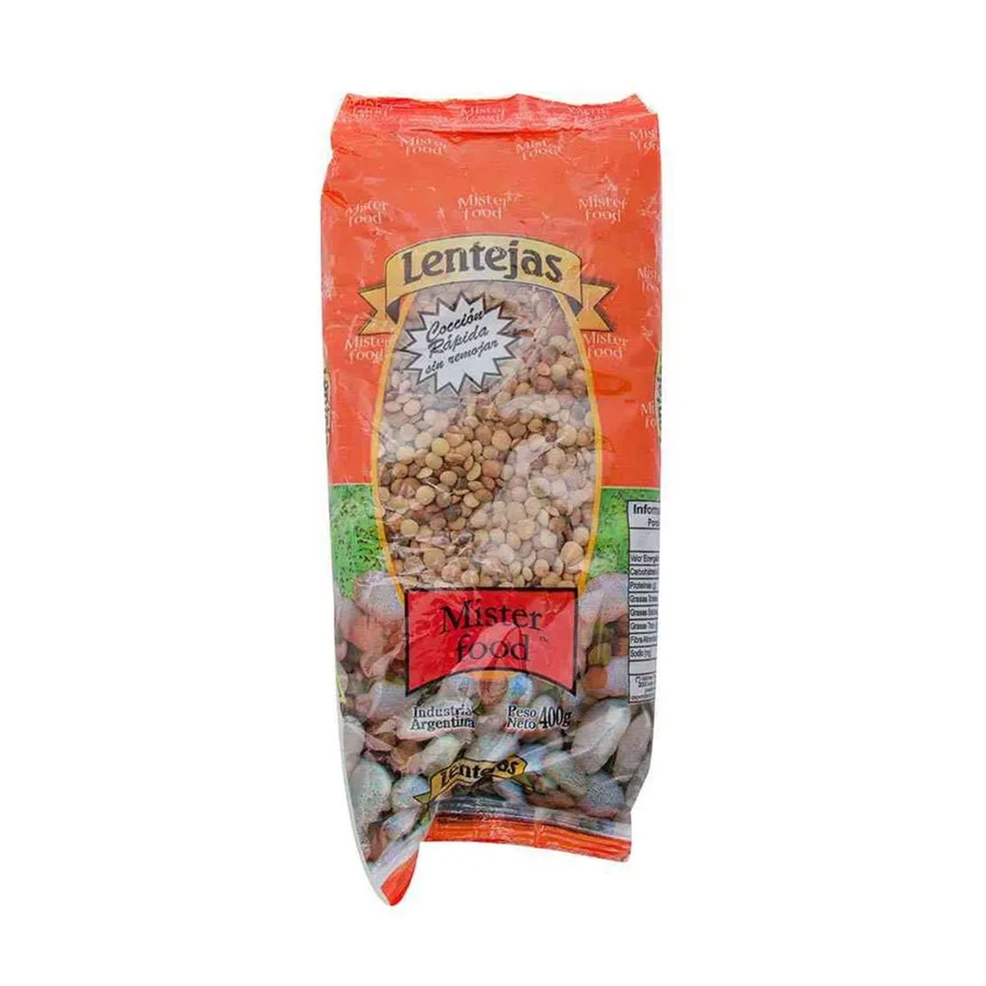 Lentejas Mister Food en bolsa 400 g.